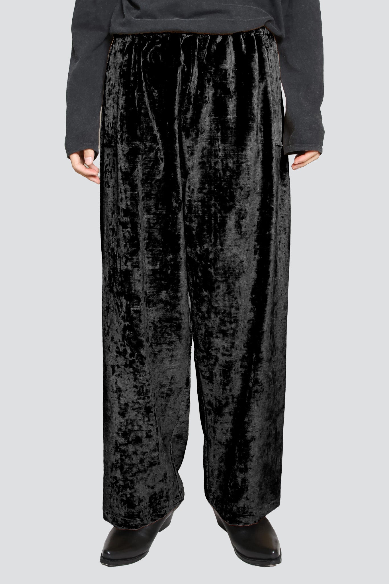 No.287 Black Cotton Velvet Flap Pocket Trousers - Gabriela Coll Garments |  Assembly New York