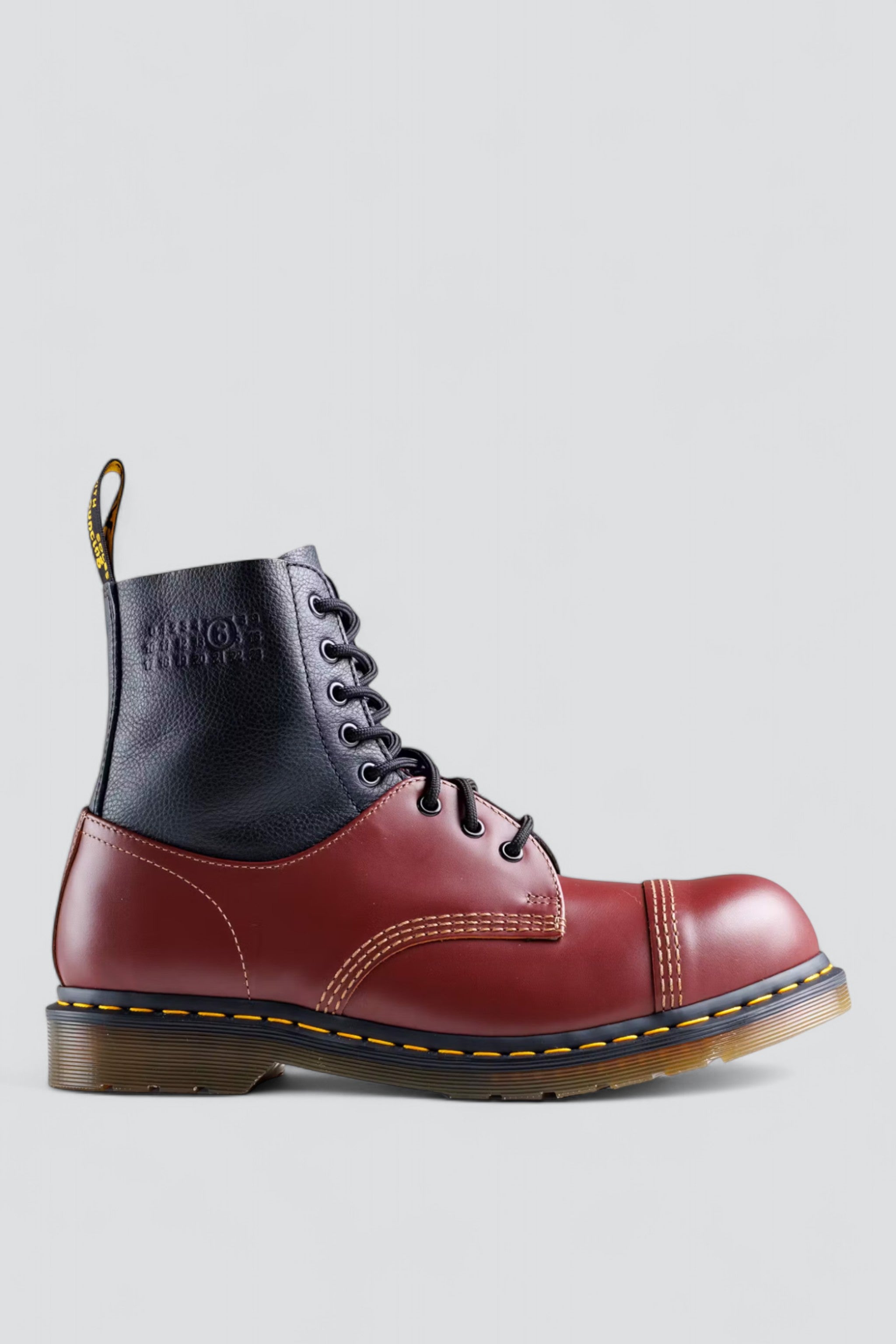 Oxblood Red Black MM6 x Dr. Martens 1460 Twisted and Reimagined Boot Maison Margiela MM6 Assembly New York