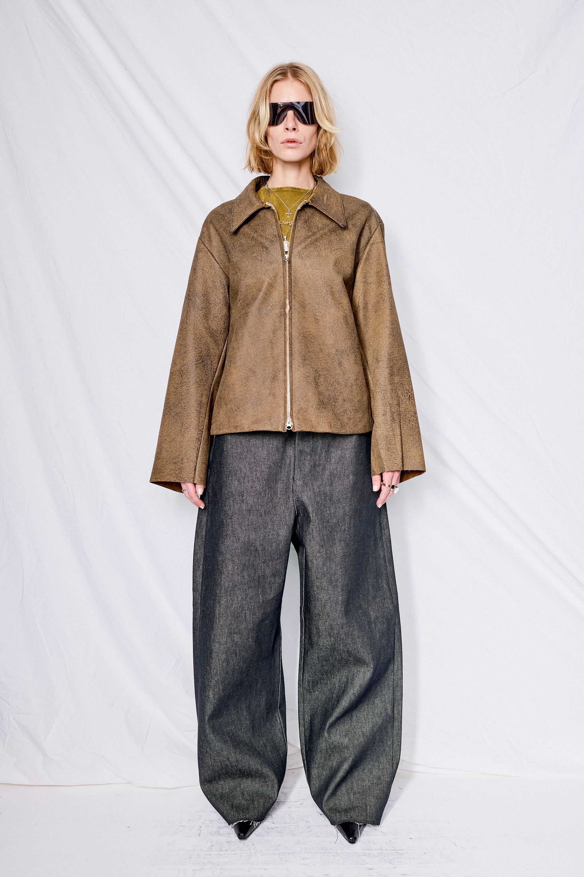 No.285 Brown Leather Pocket Jacket - Gabriela Coll Garments – Assembly New  York