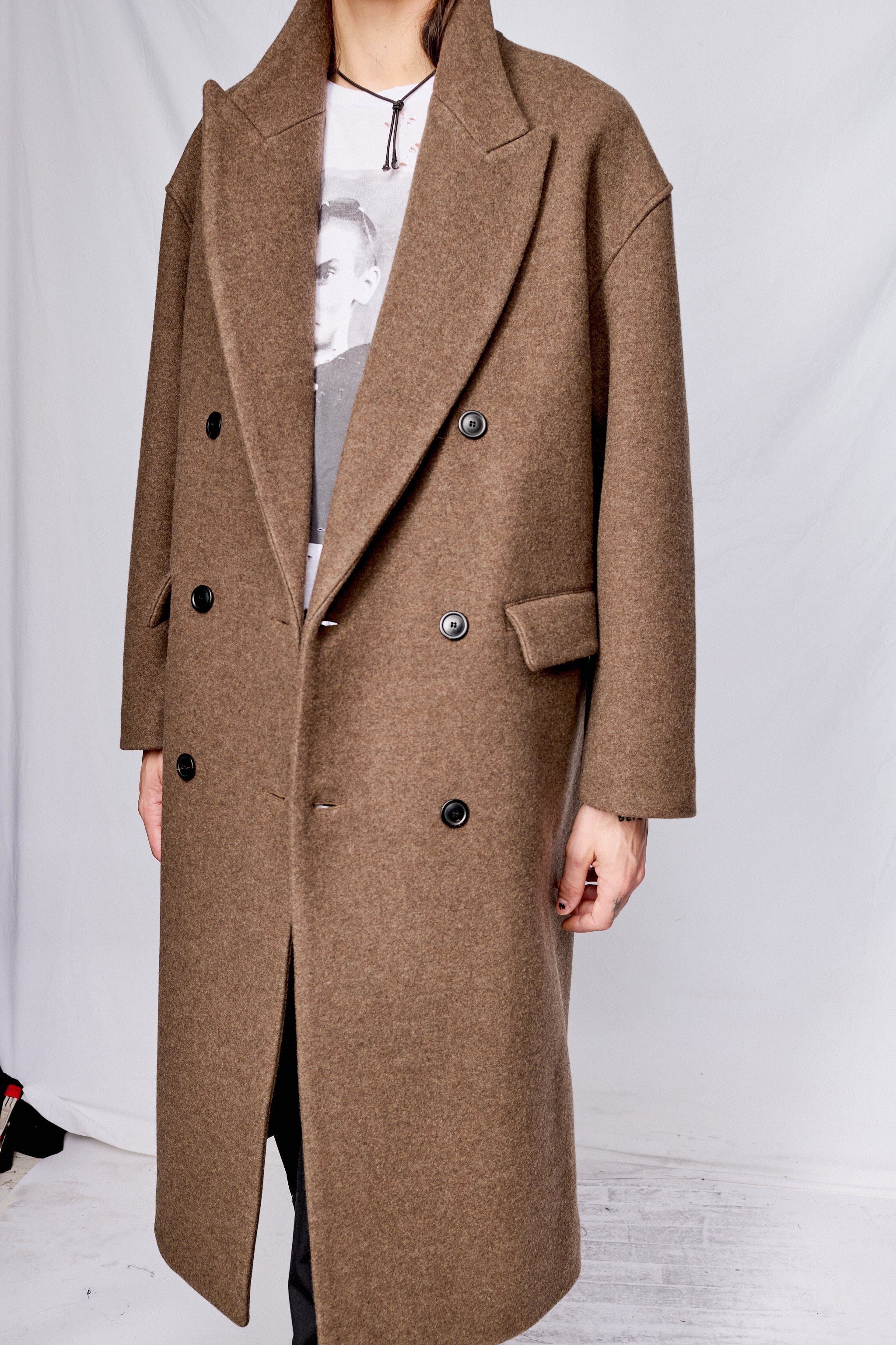 Greige Double Breasted Overcoat - Lownn – Assembly New York