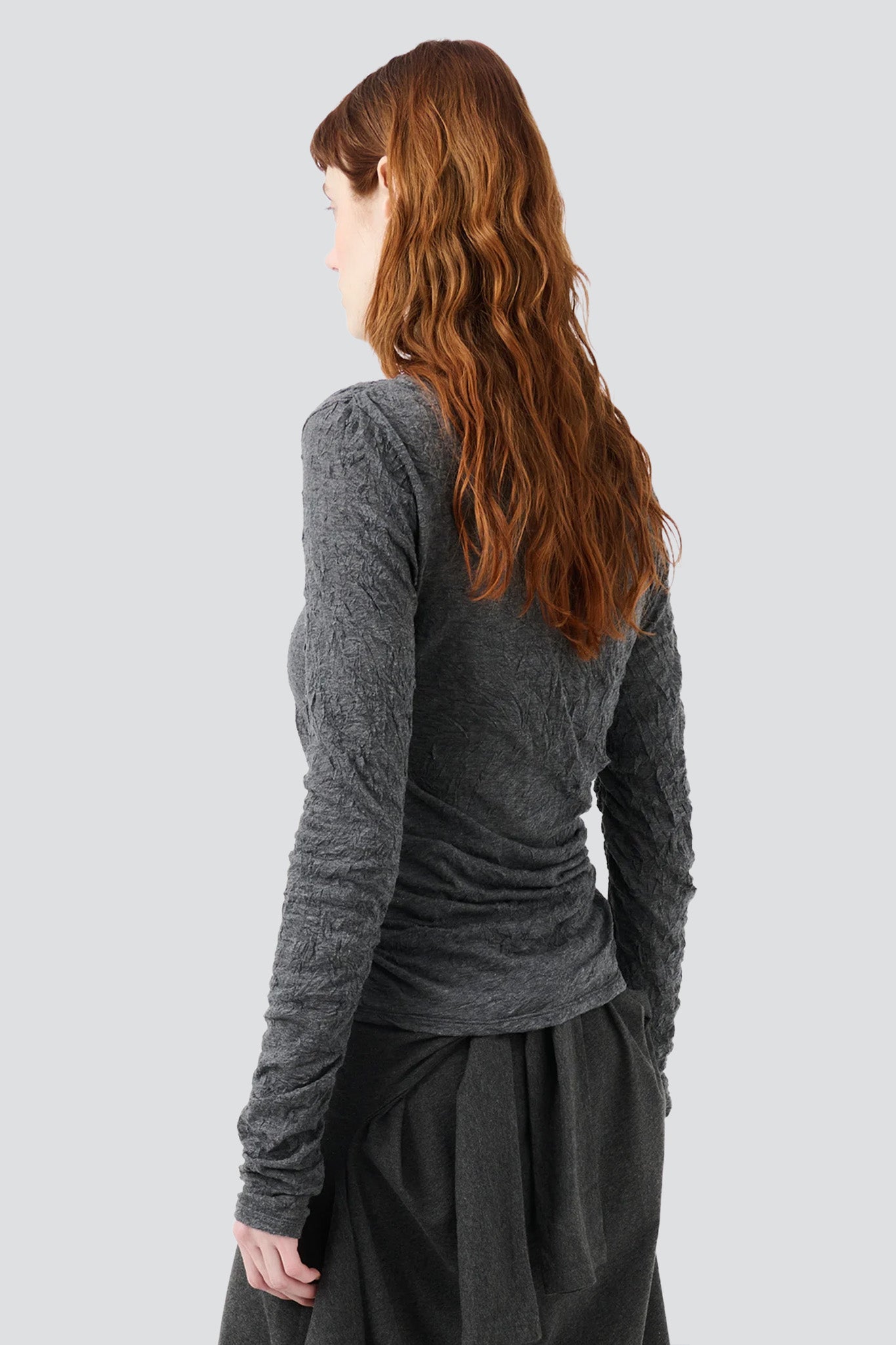 Anthracite Crinkle Gauze Strain Slim Longsleeve