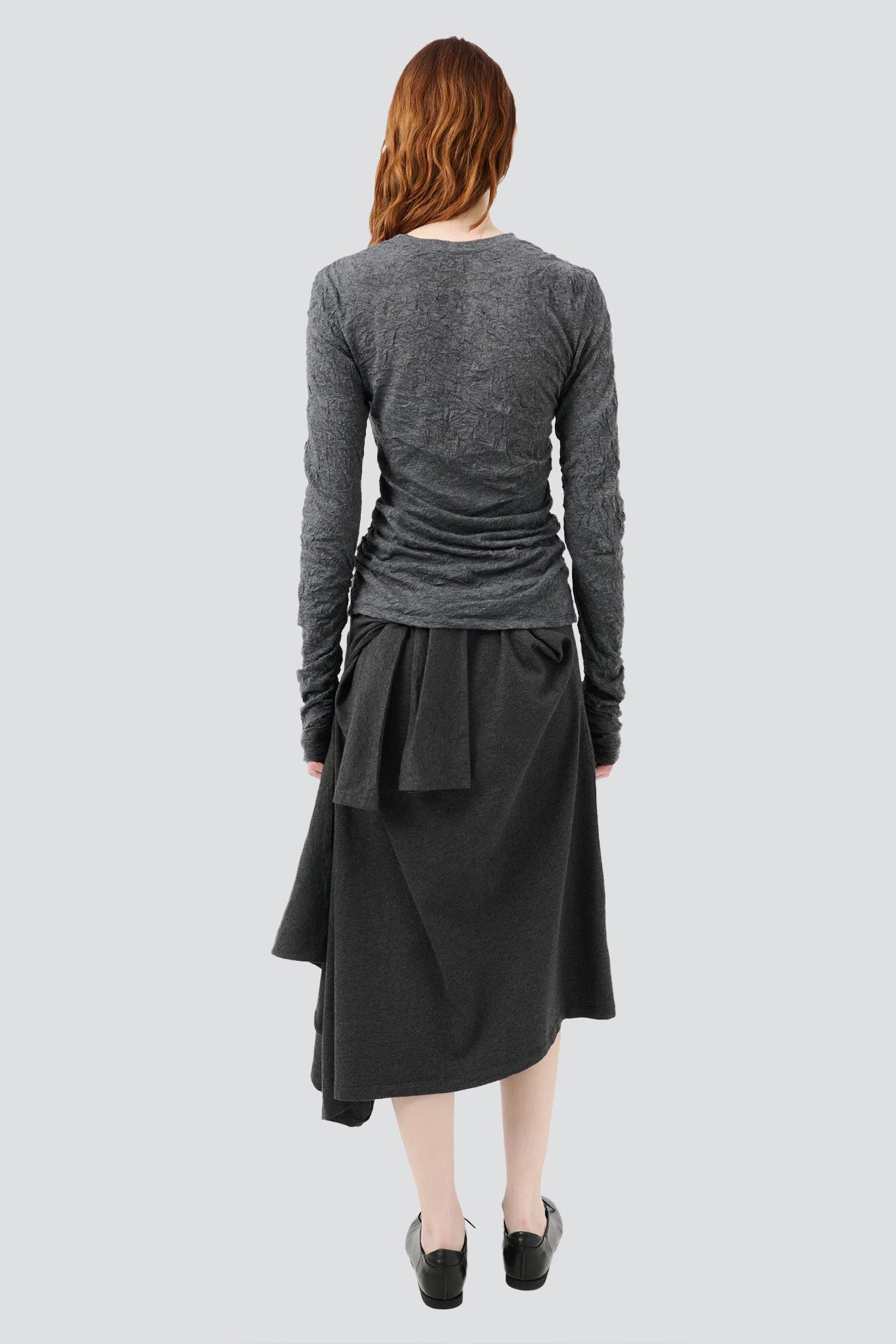 Anthracite Crinkle Gauze Strain Slim Longsleeve