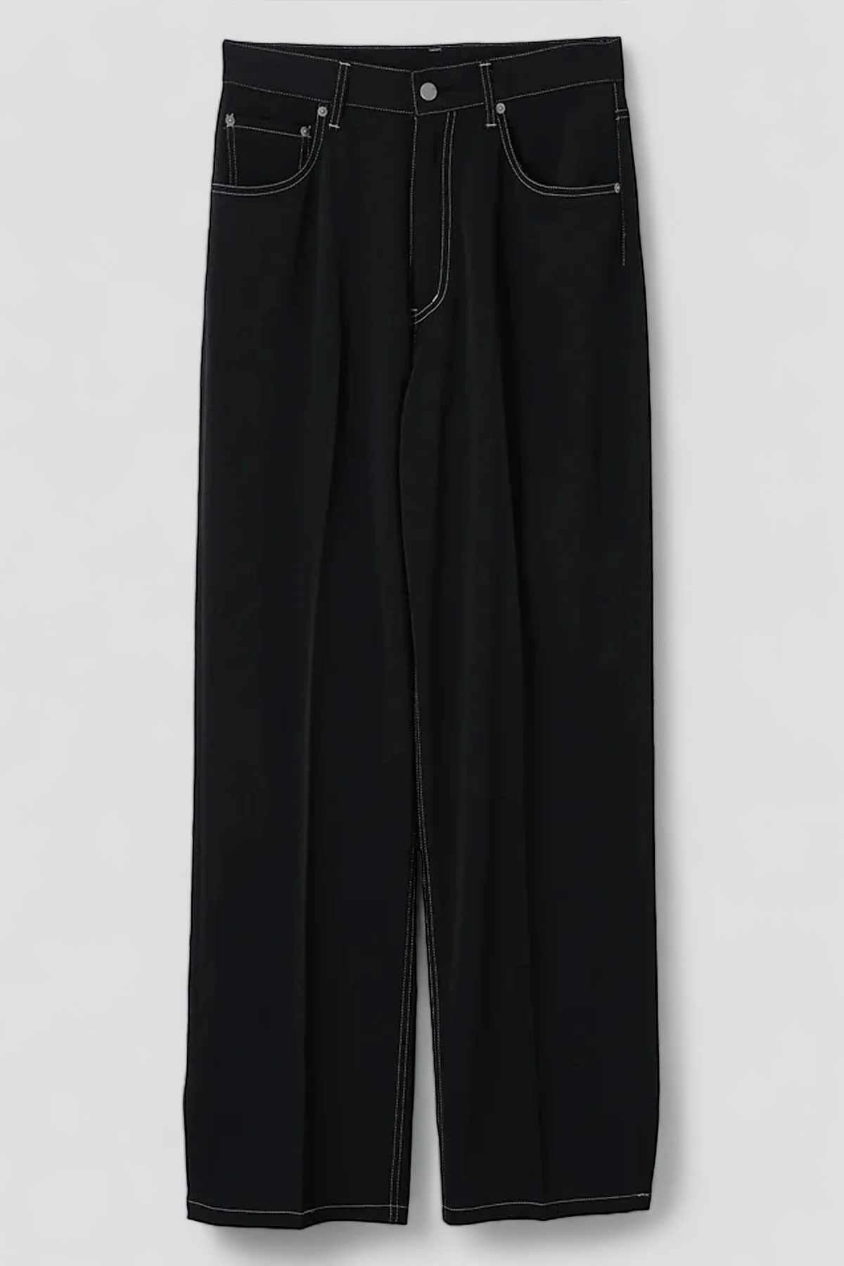 Black 5P Wide Leg Straight Pants