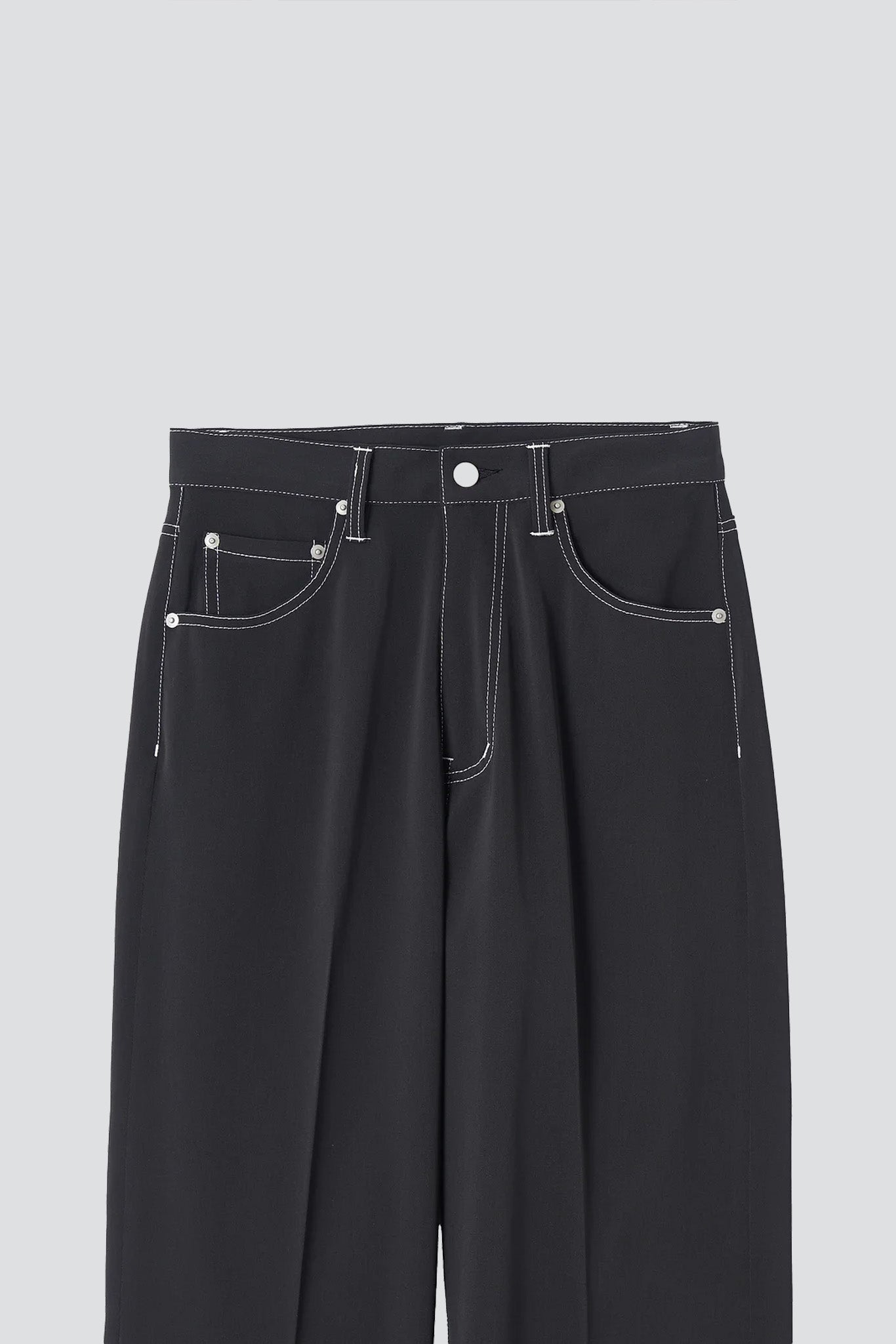 Black 5P Wide Leg Straight Pants