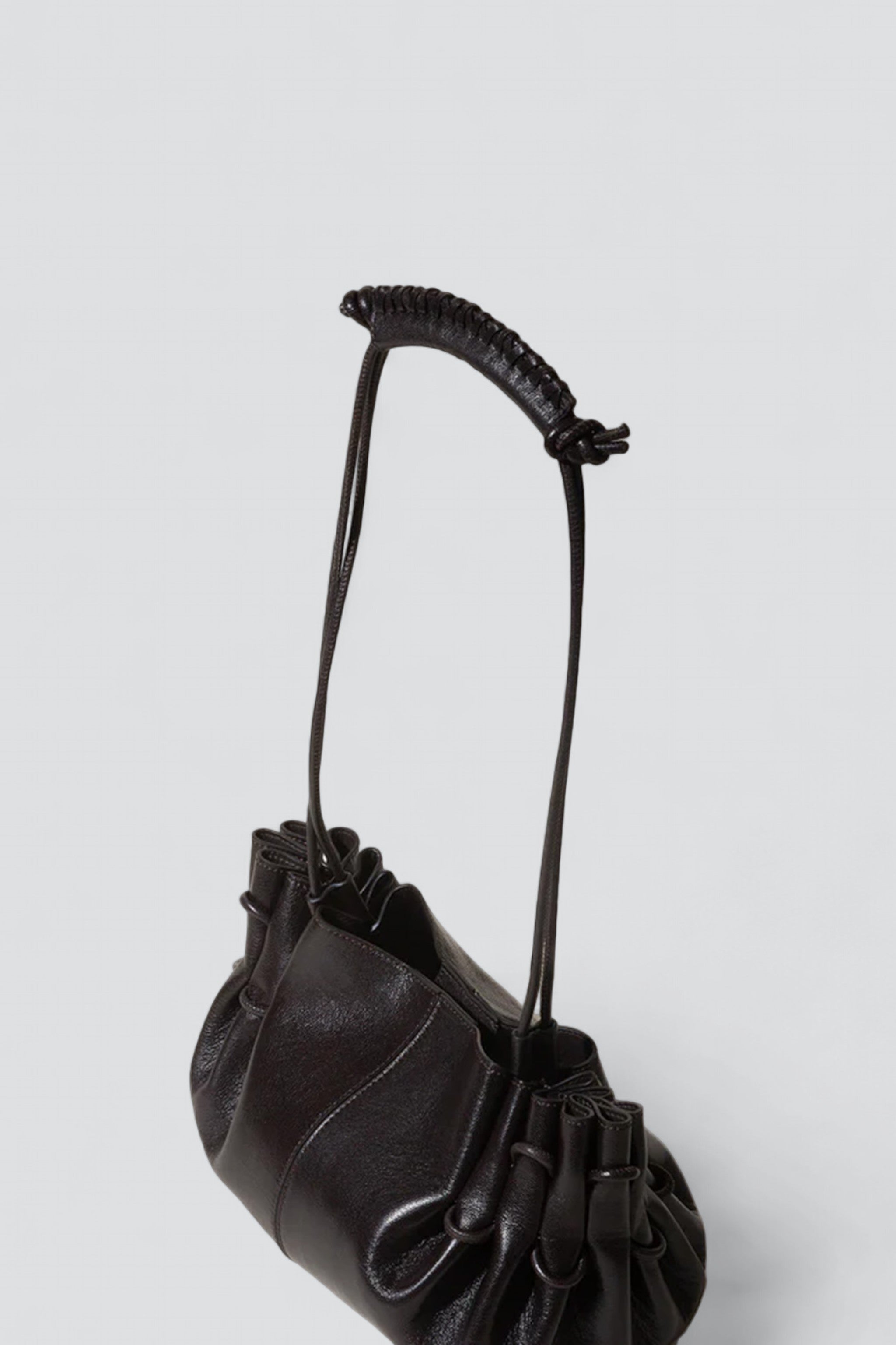 Black Arta Pleated Shoulder Bag