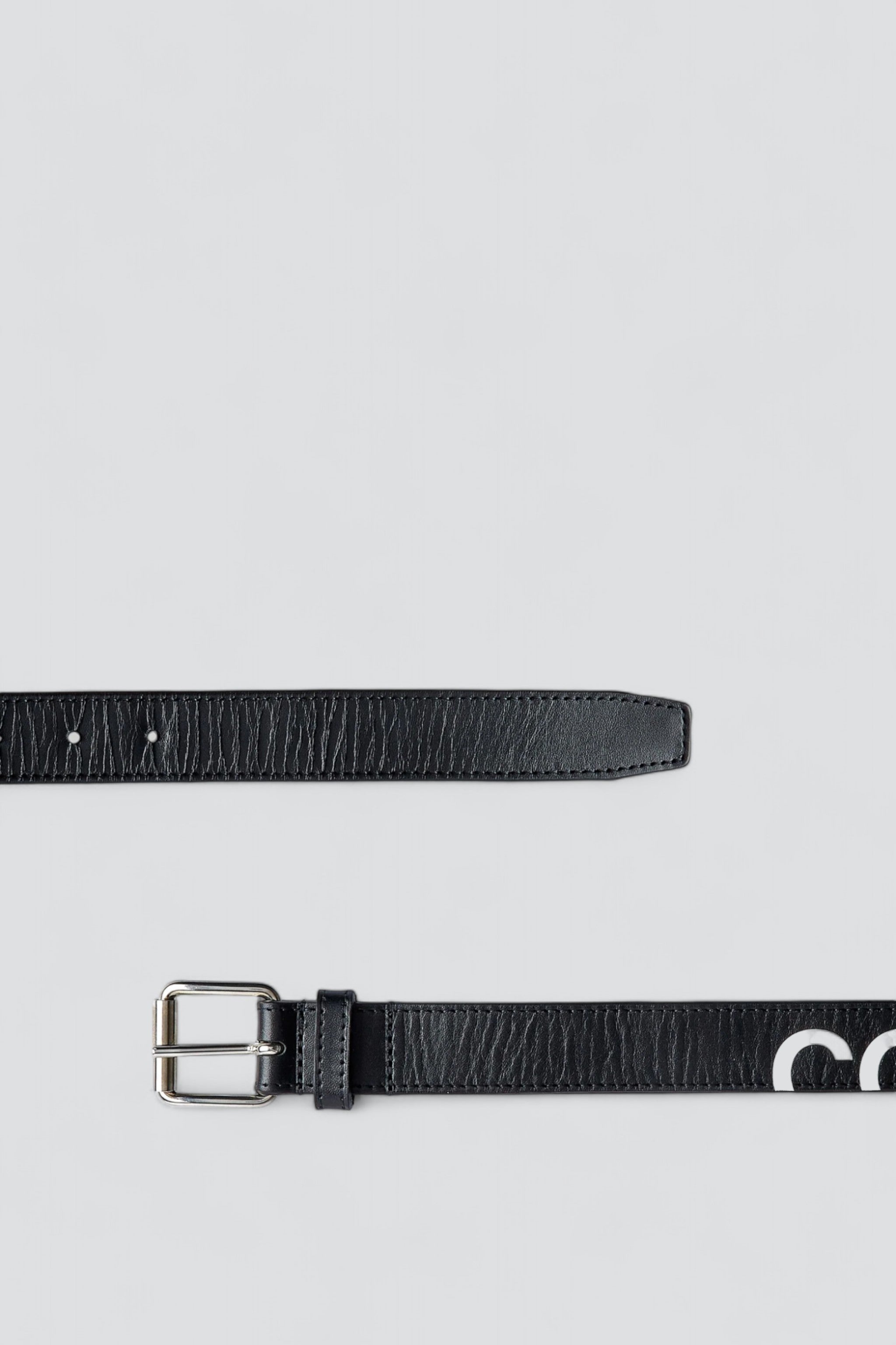 Black Huge Logo Leather Belt