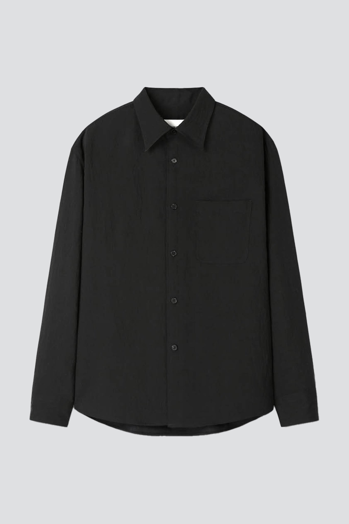 Black Silk Tencel Brushed Shirt