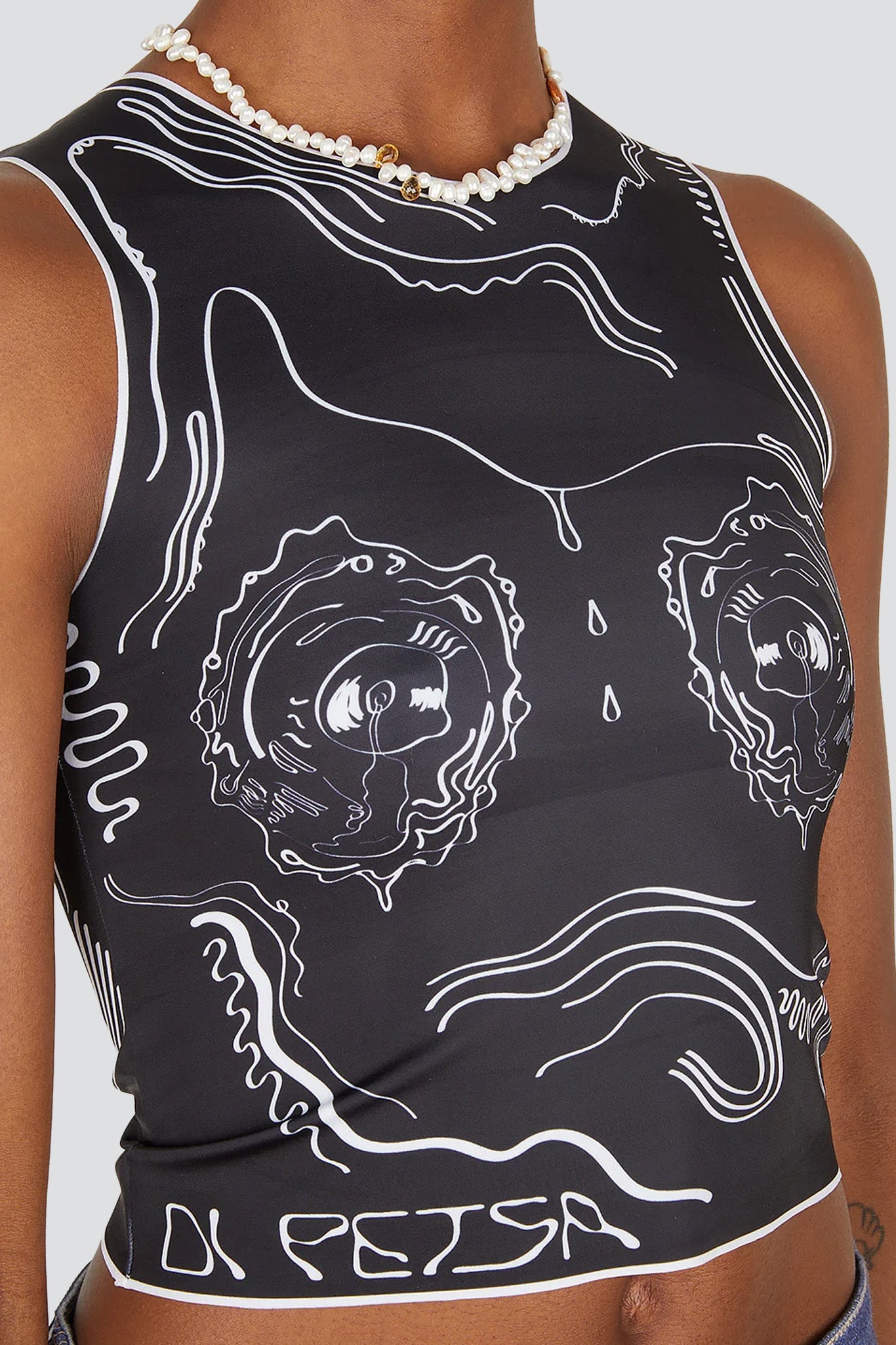 Black Venus Shell Lycra Tank Top