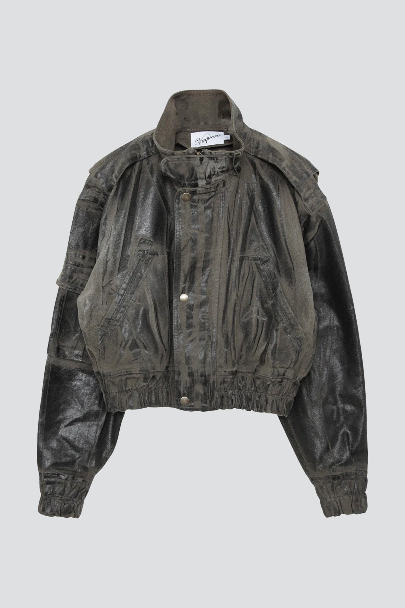 Black Woven Painted Workwear Bomber Jacket