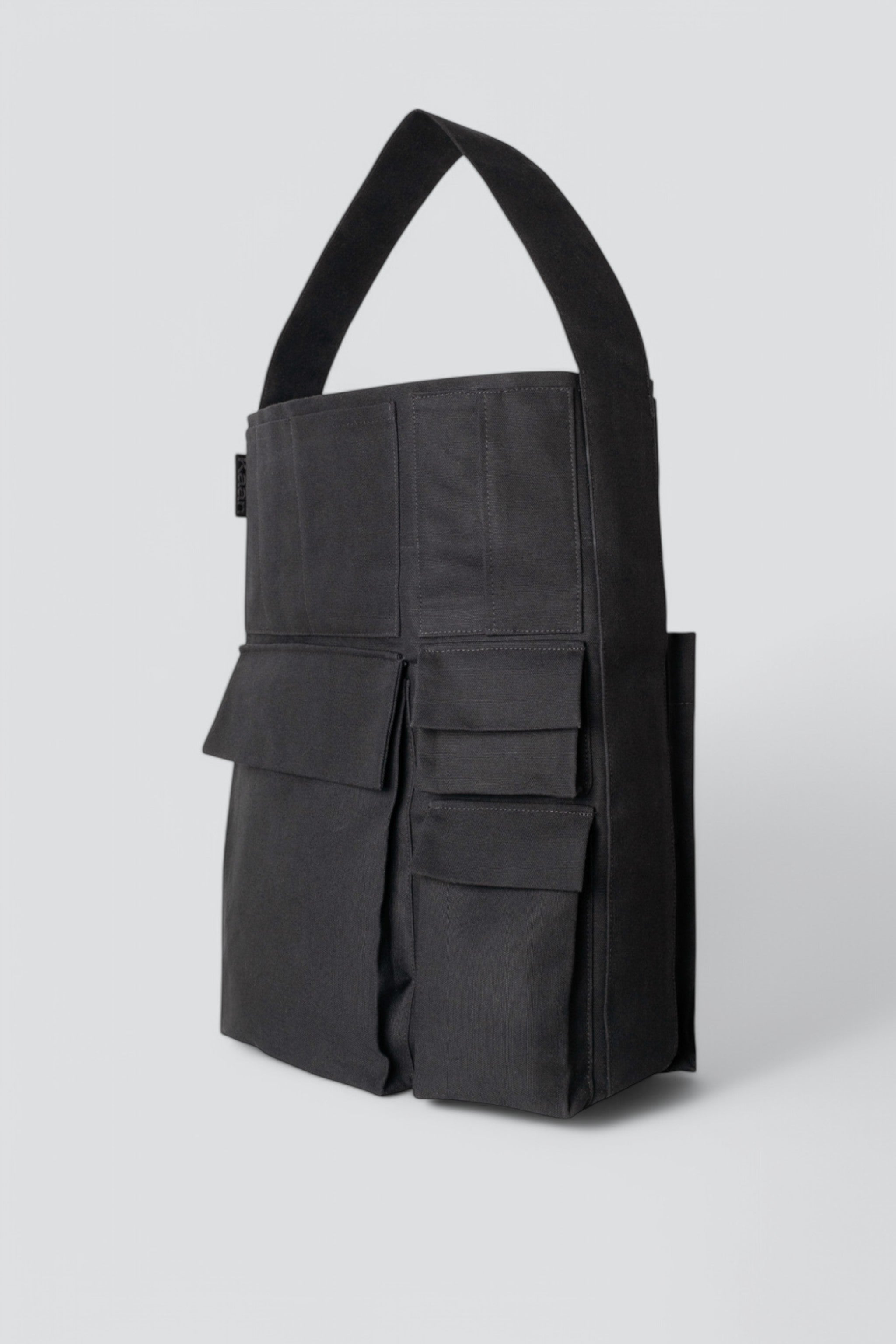 Black Pocketsss Bucket Tote