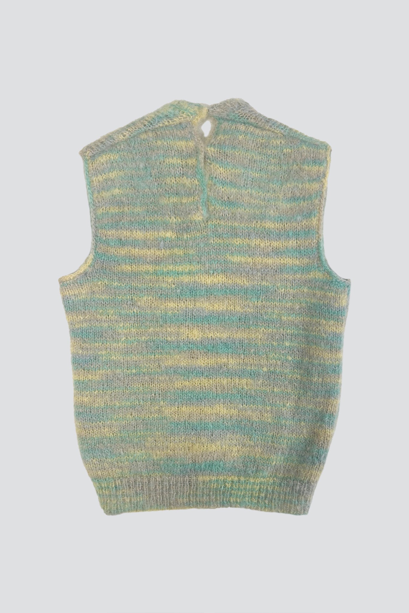 Blue/Yellow Stripe Knit Button Vest