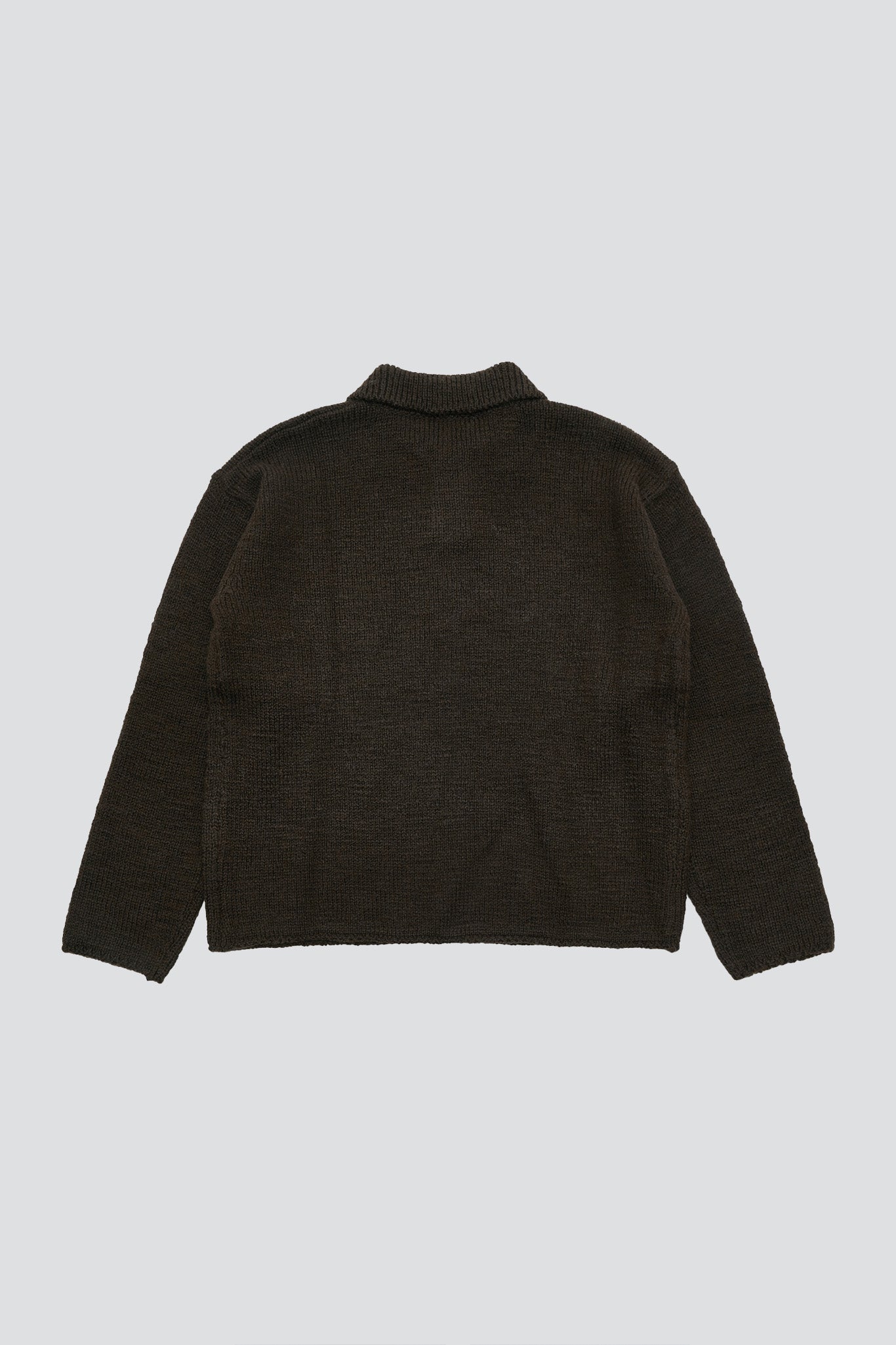 Brown One Button Collar Knit