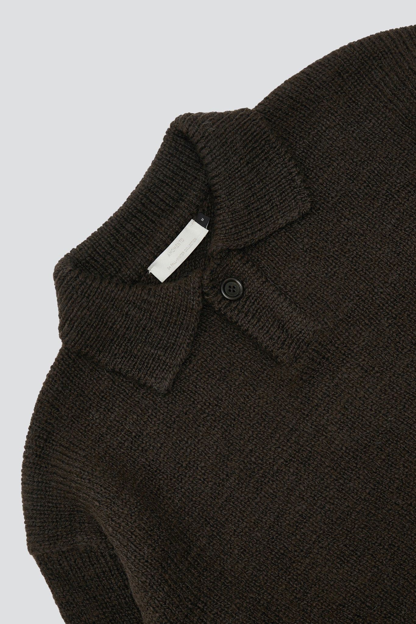 Brown One Button Collar Knit