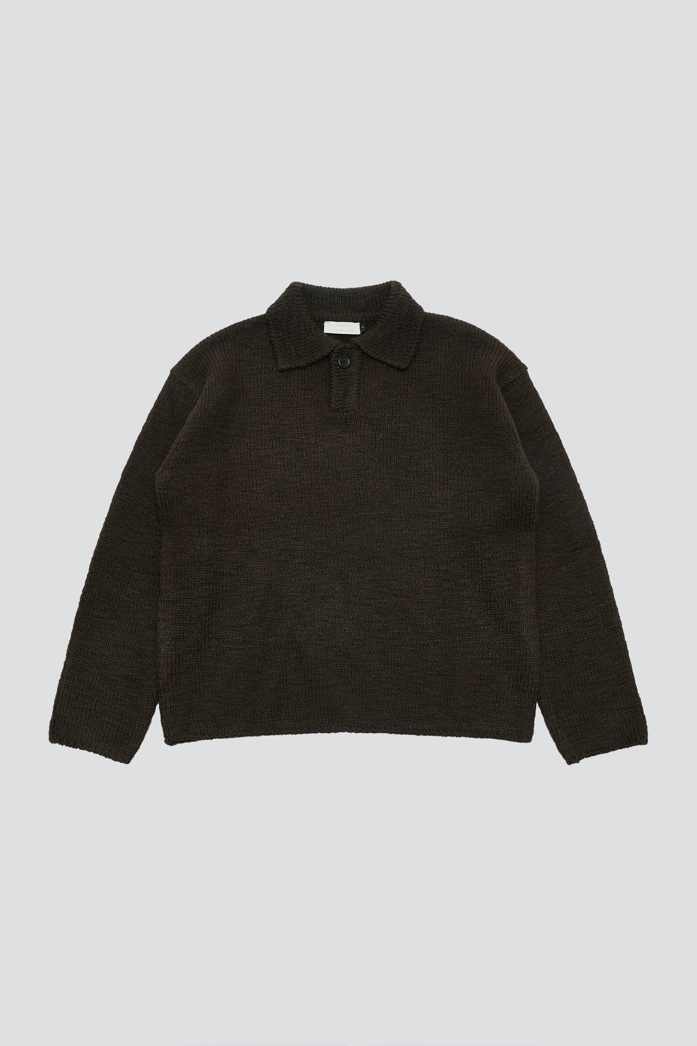 Brown One Button Collar Knit