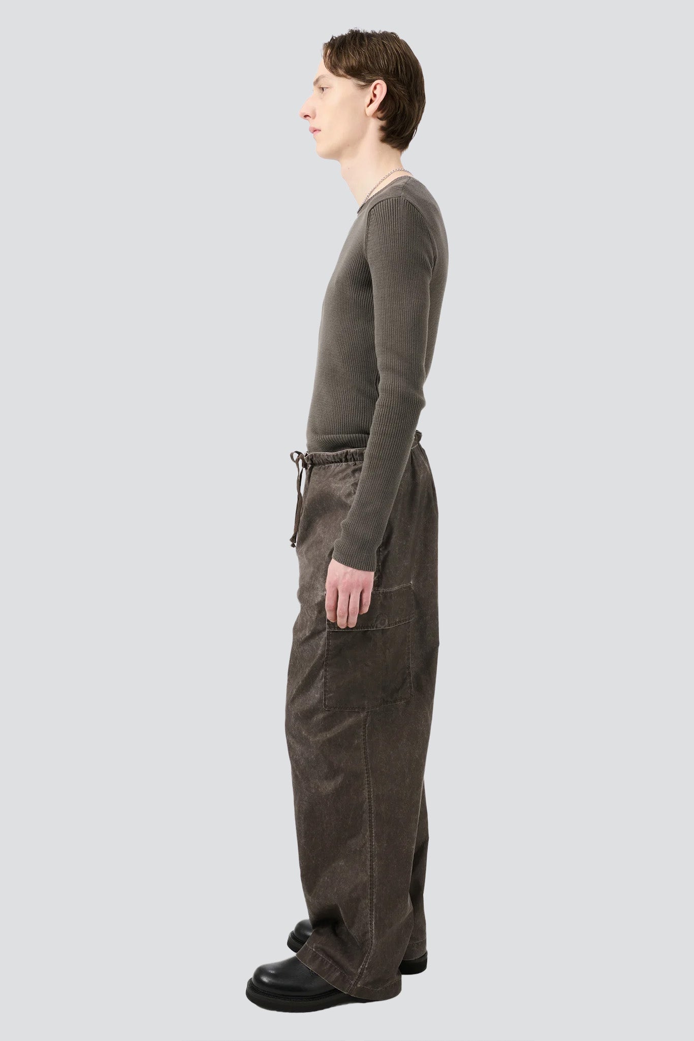 Brown Wash Out Nylon Way Trouser