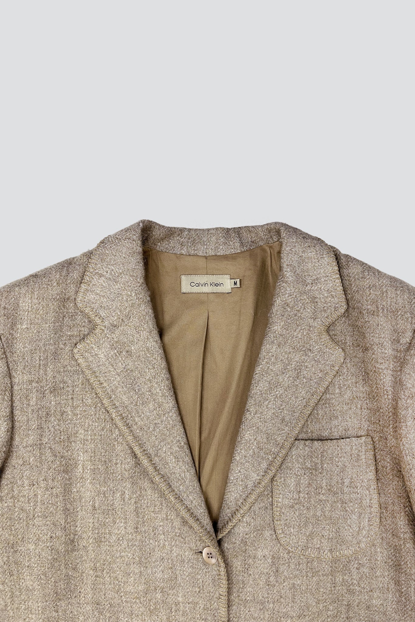 Calvin Klein Beige Stitch Oversized Blazer