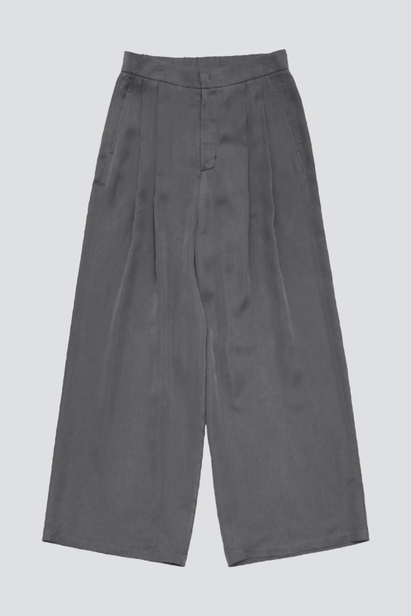 Charcoal Cupro Two Tuck Pant