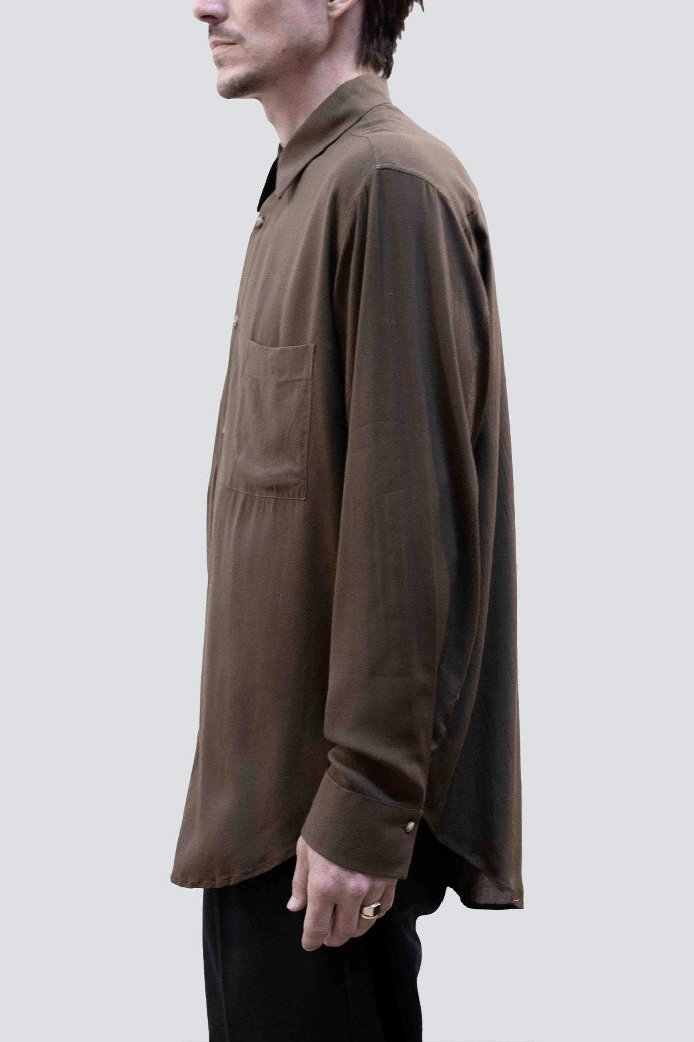 Dark Taupe Rayon Dress Shirt