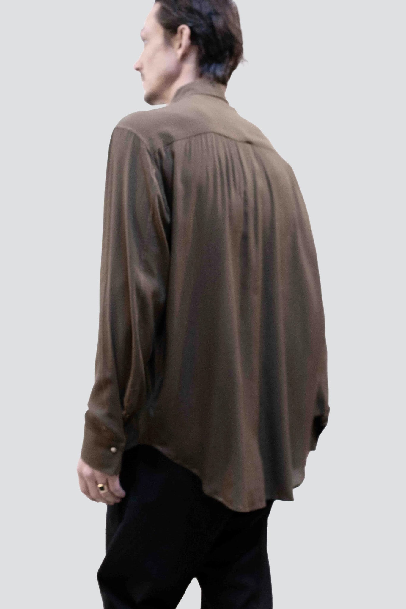 Dark Taupe Rayon Dress Shirt