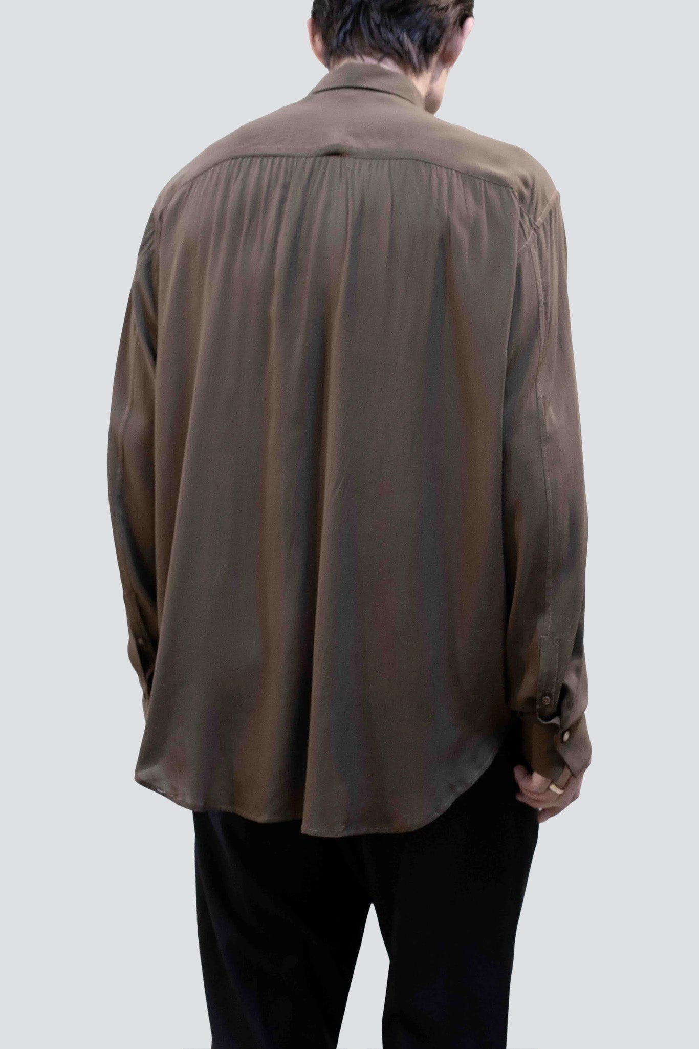 Dark Taupe Rayon Dress Shirt