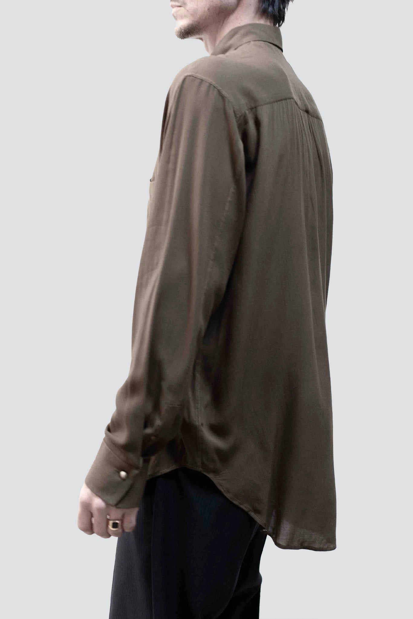 Dark Taupe Rayon Dress Shirt