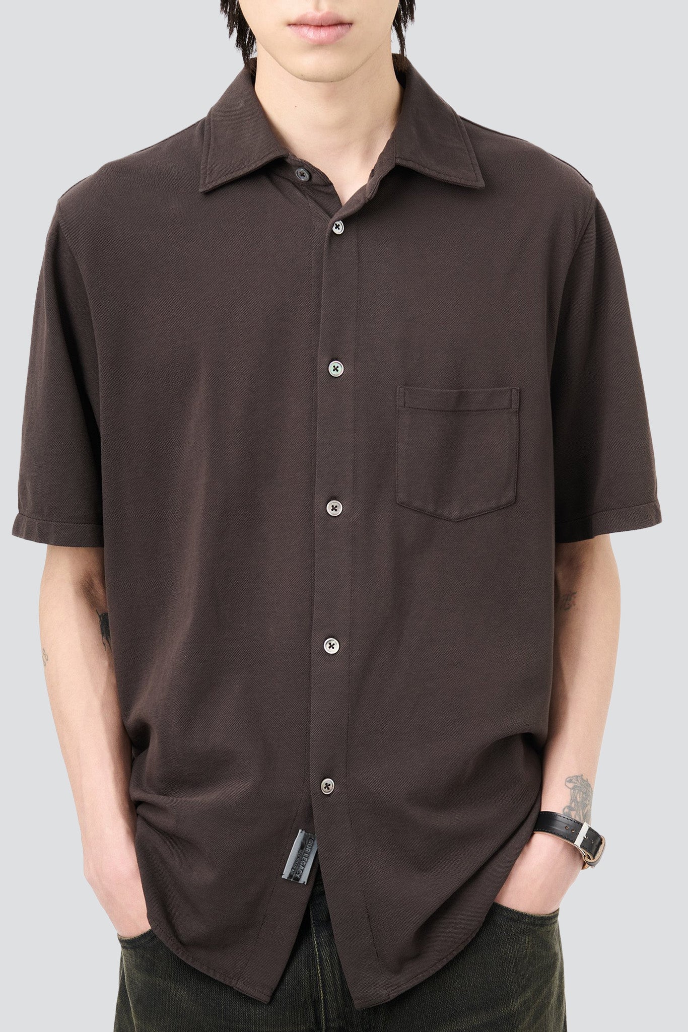 Deep Brown Super Mall Piquet Analog Shirt