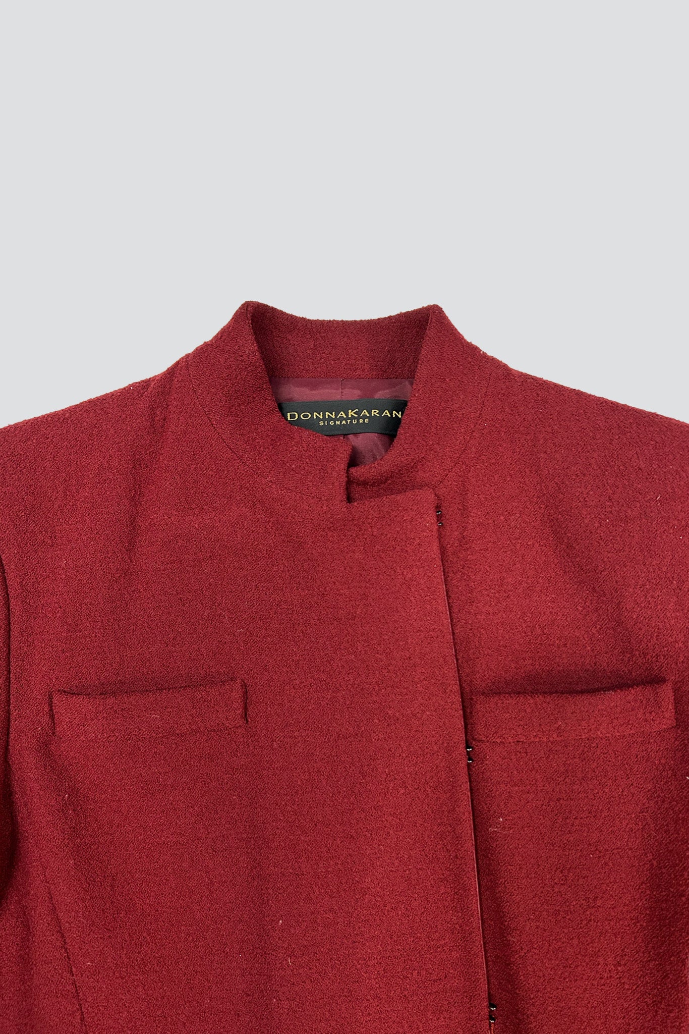 Donna Karan Red Wool Hook Blazer