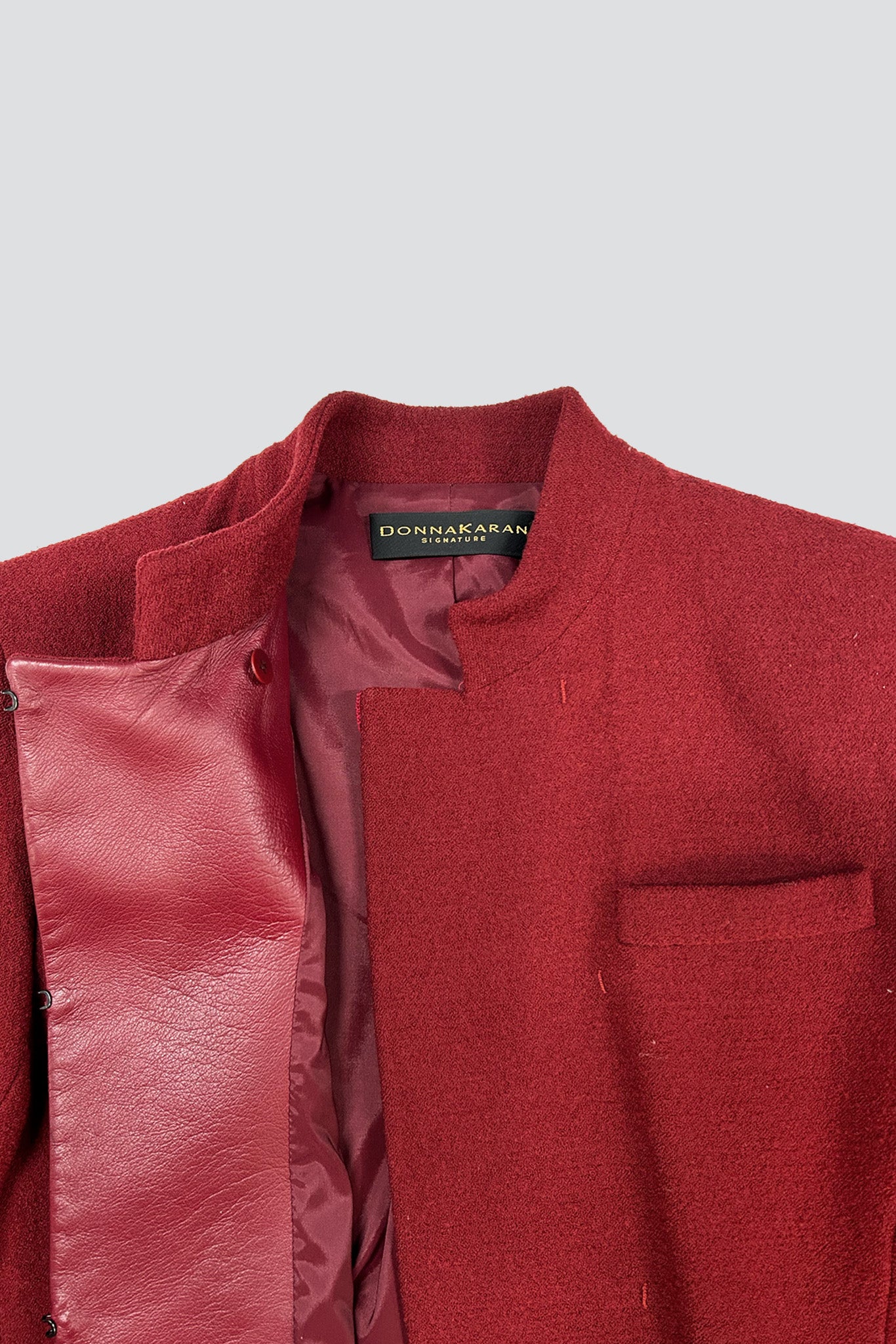 Donna Karan Red Wool Hook Blazer