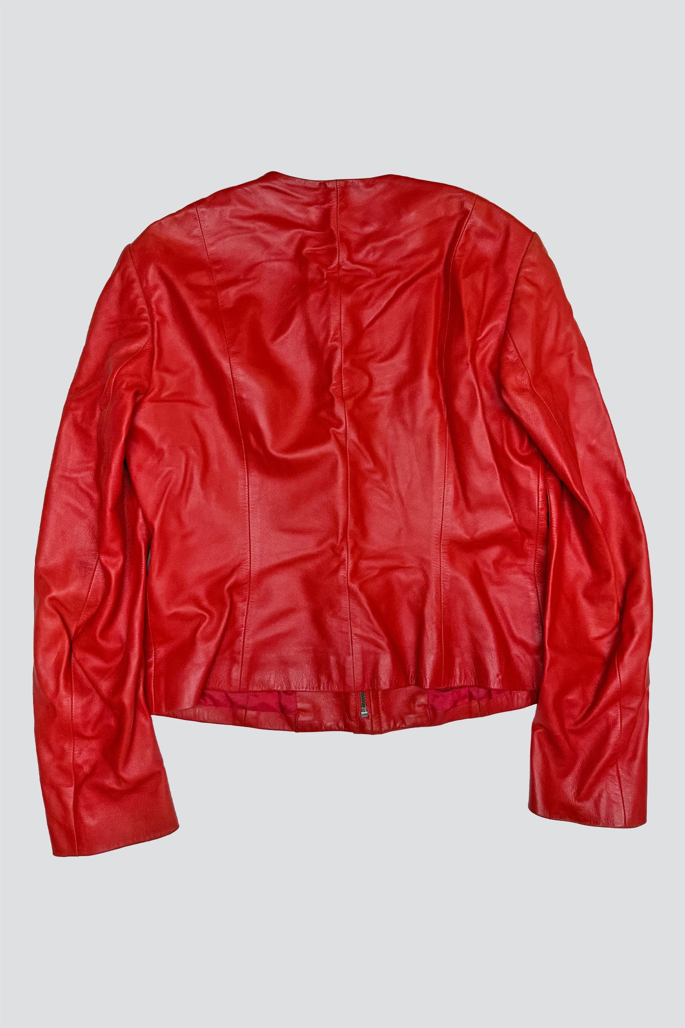 Donna Karan Hot Red Leather Short Jacket