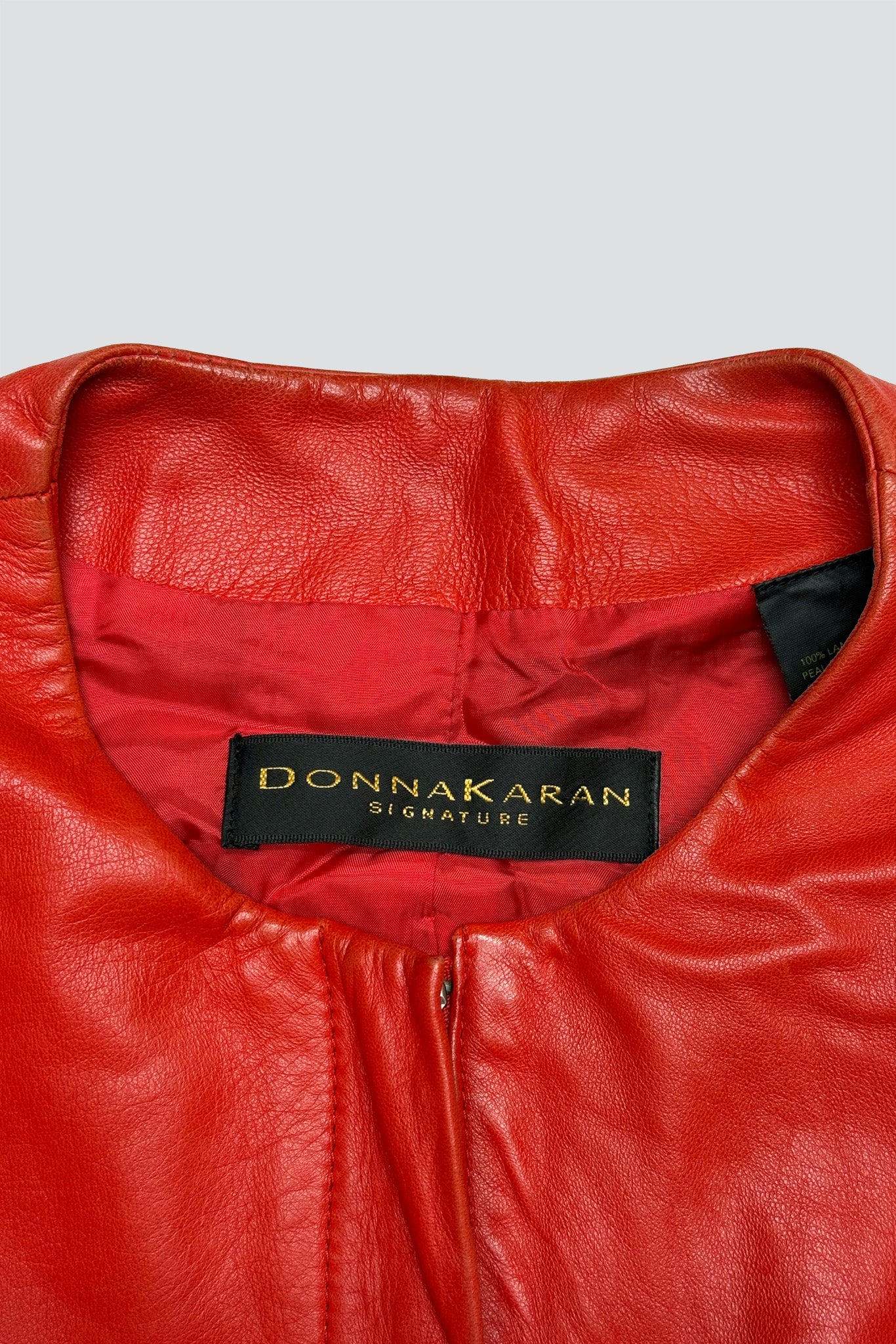 Donna Karan Hot Red Leather Short Jacket