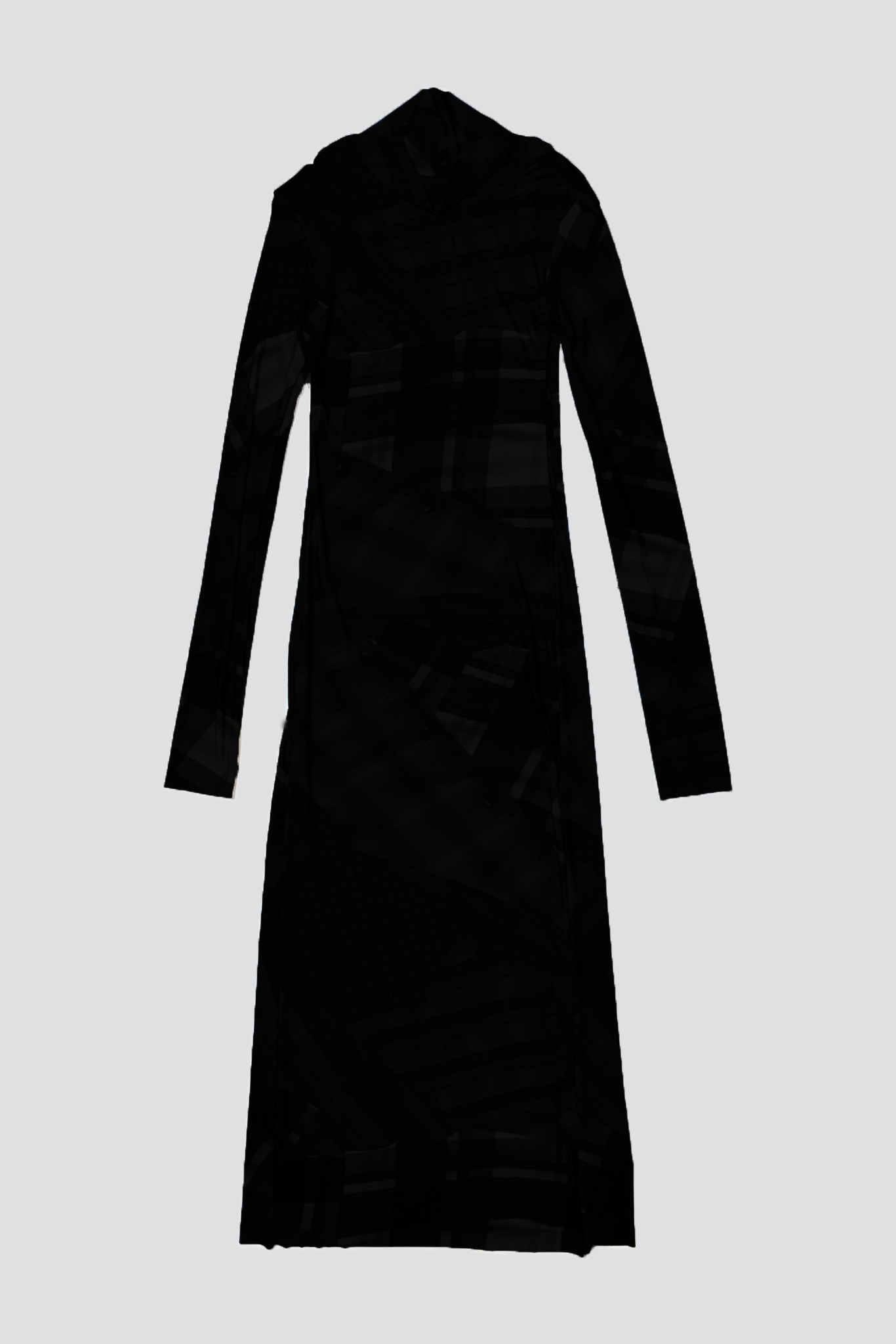 Black Overdyed Jersey Long Sleeve Maxi Dress