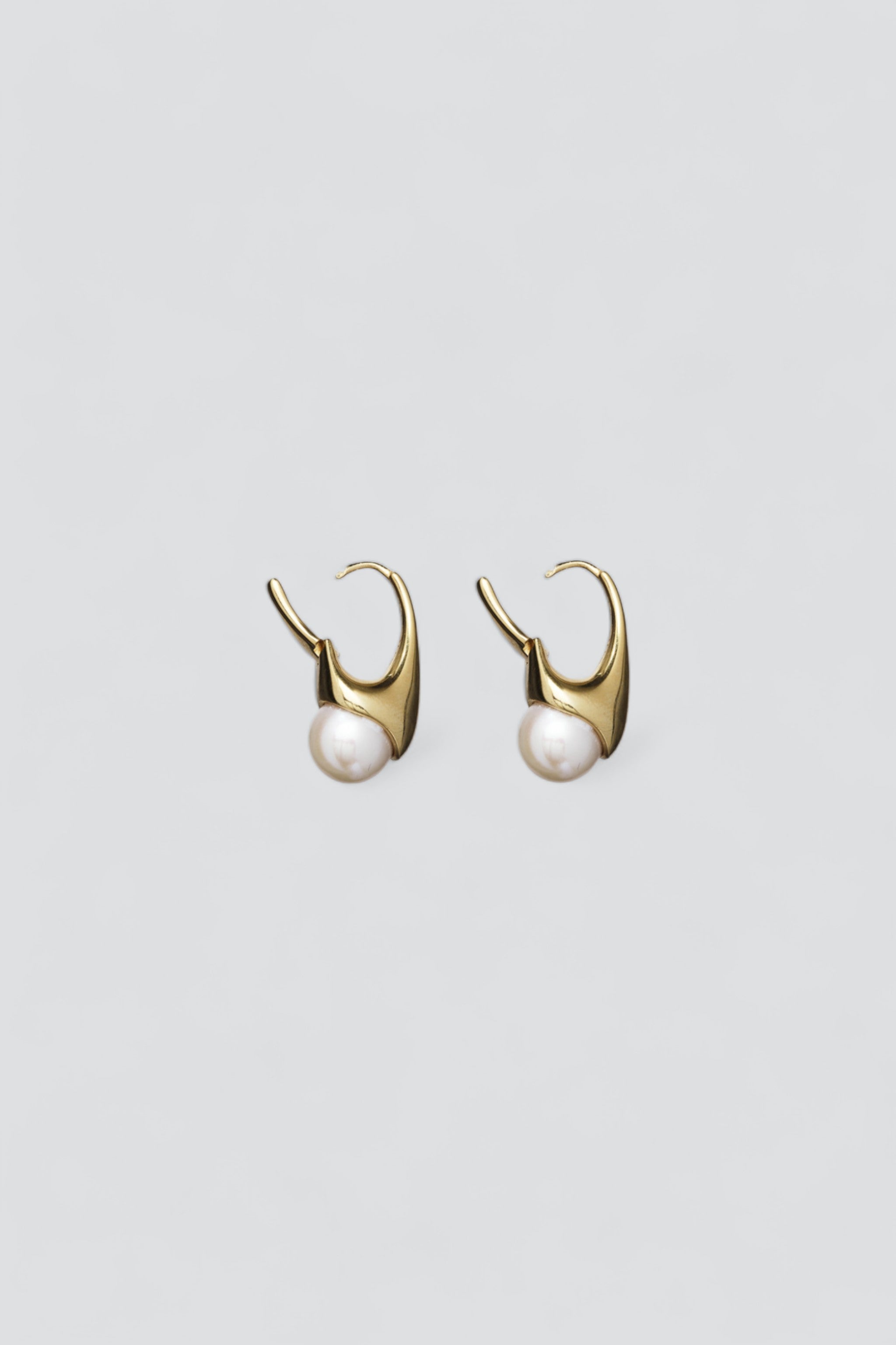 Gold Lobster Earrings with Pearl