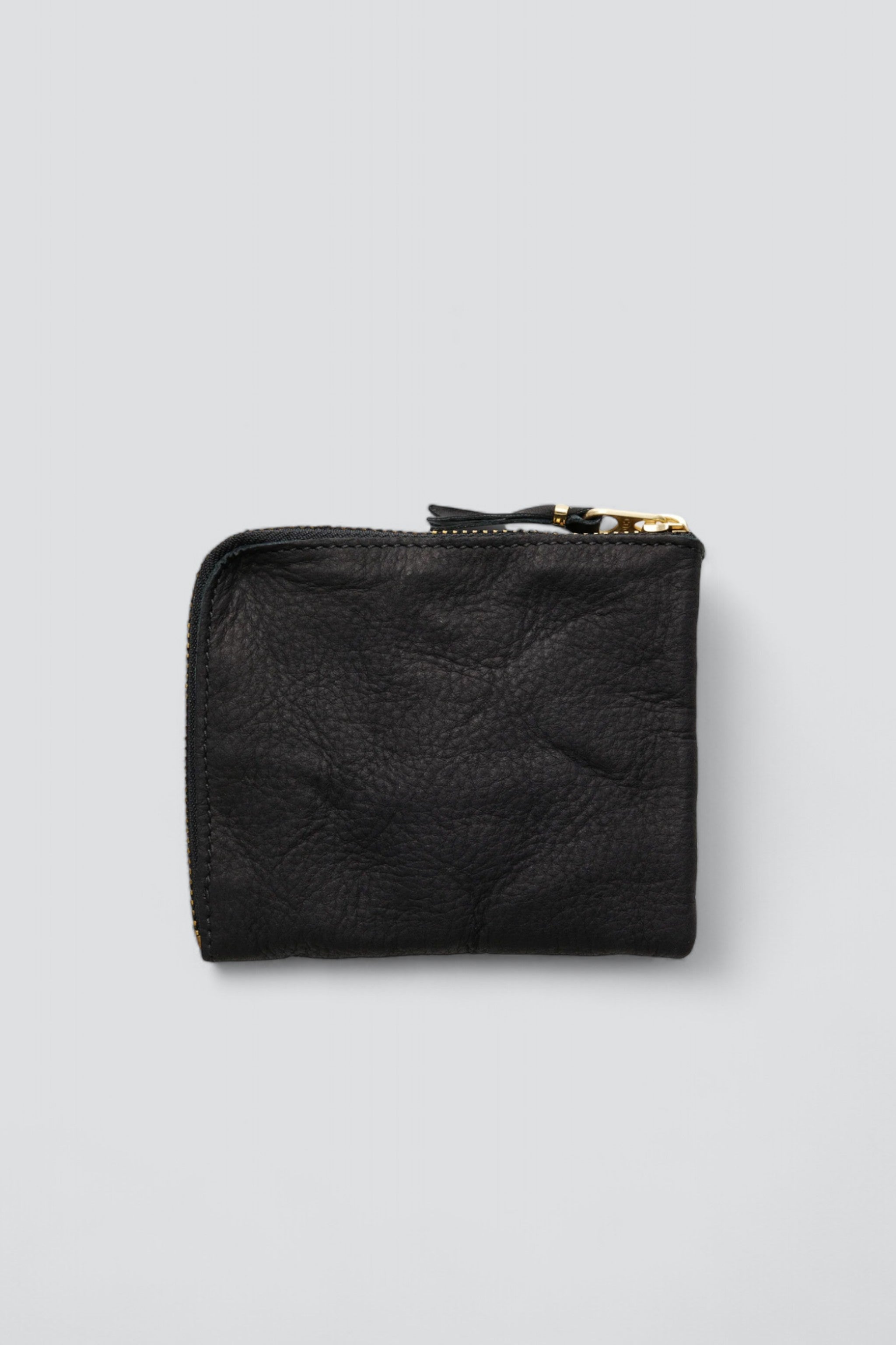 Half Zip Washed Leather Wallet - Black - SA3100WW