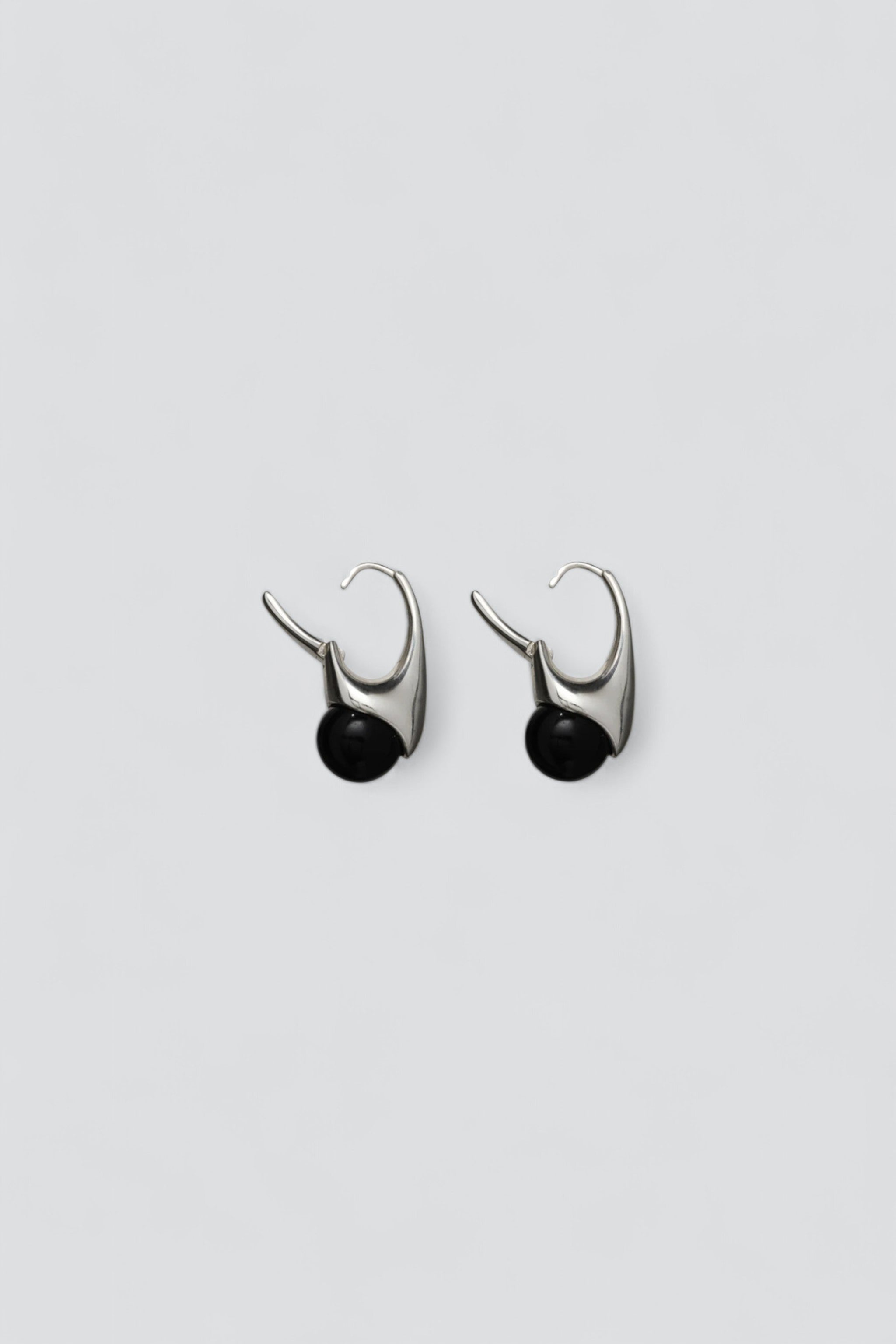 Silver Lobster Earrings with Onyx