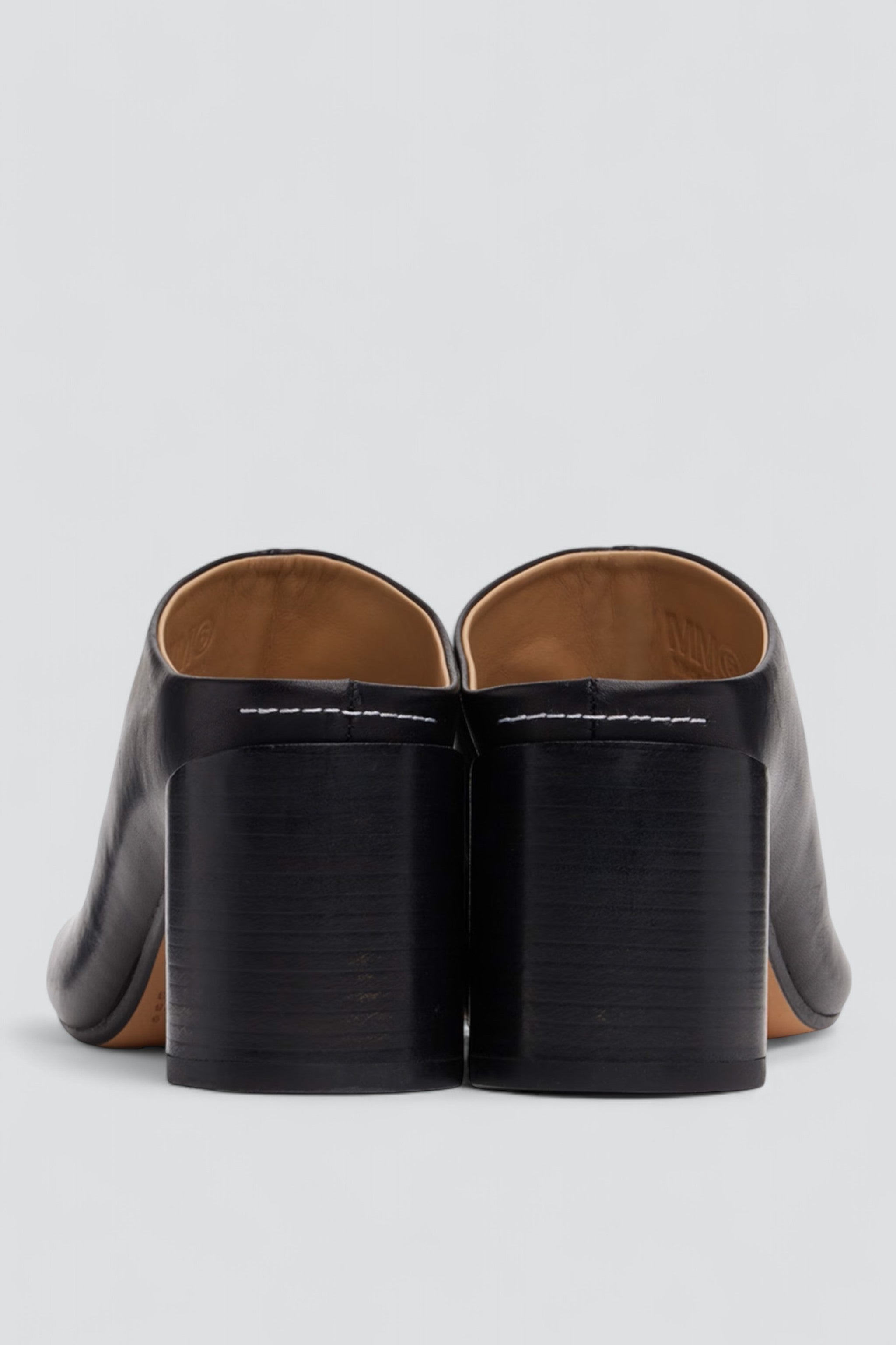 Black Leather Mules