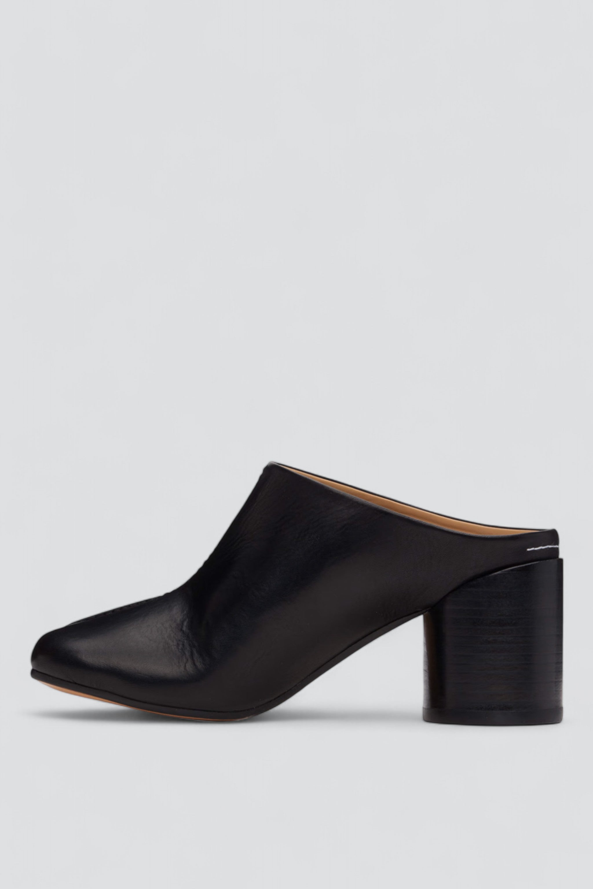 Black Leather Mules