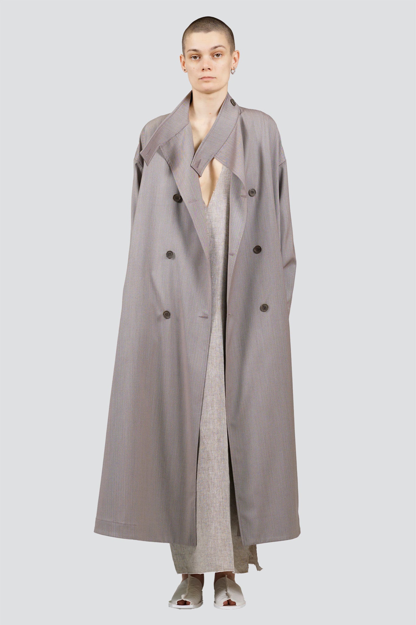 No.65 Grey Rainsystem Summer Wool Oversized Coat