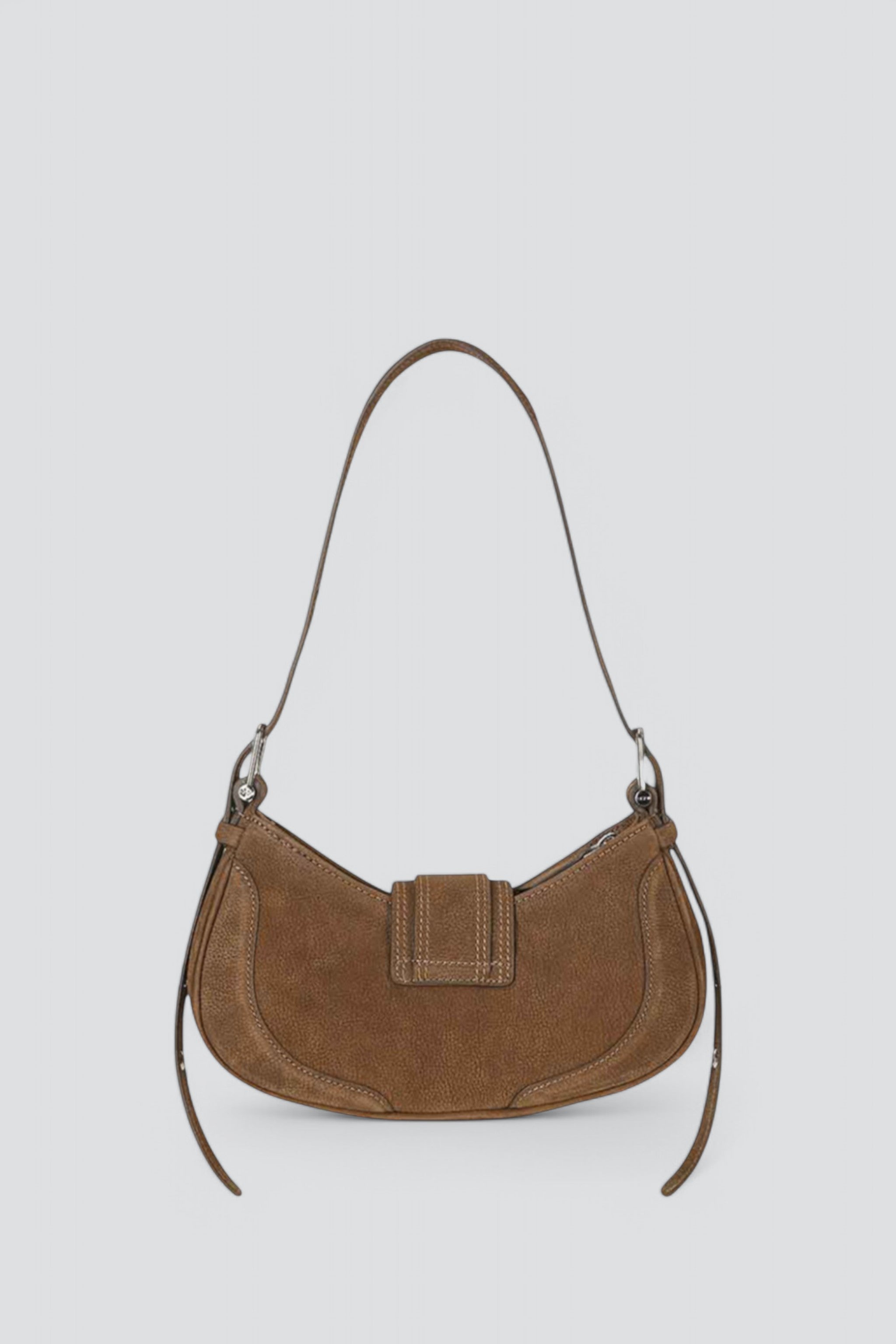 Nubuck Brown Hobo Brocle Bag