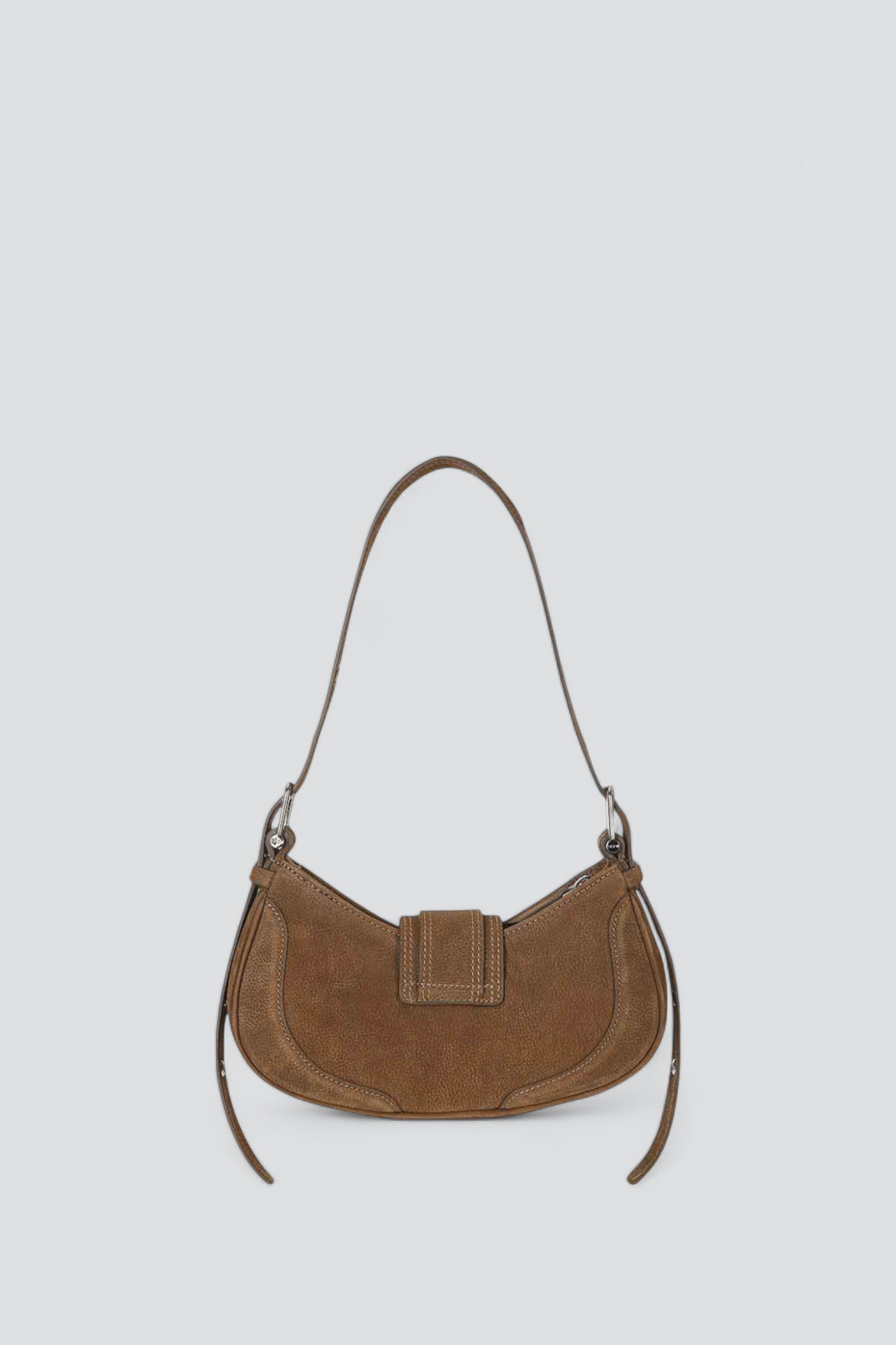 Nubuck Brown Hobo Brocle Bag