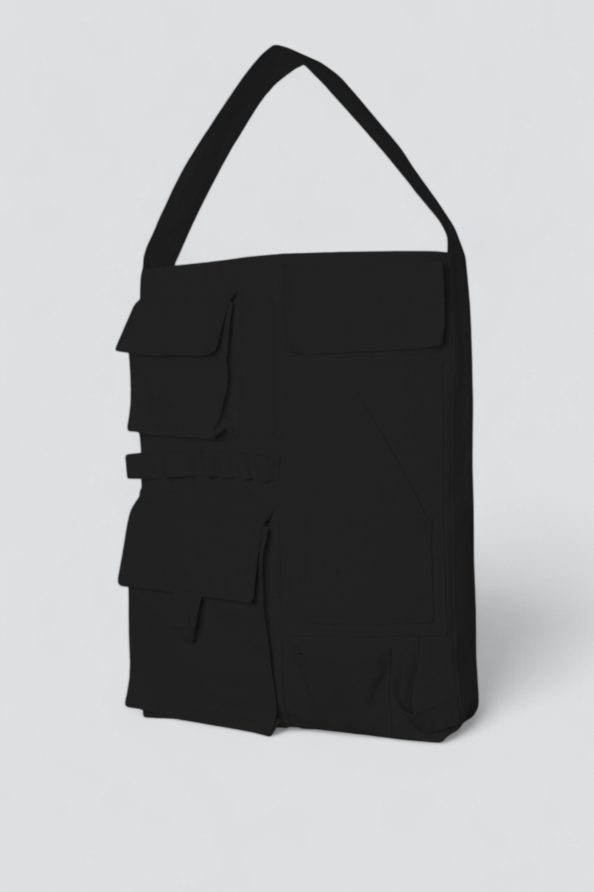 Black Pocketsss Bucket Tote