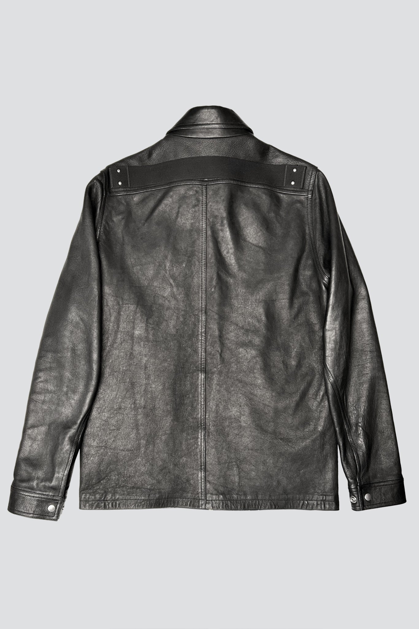 Rick Owens Black Leather Strap Jacket