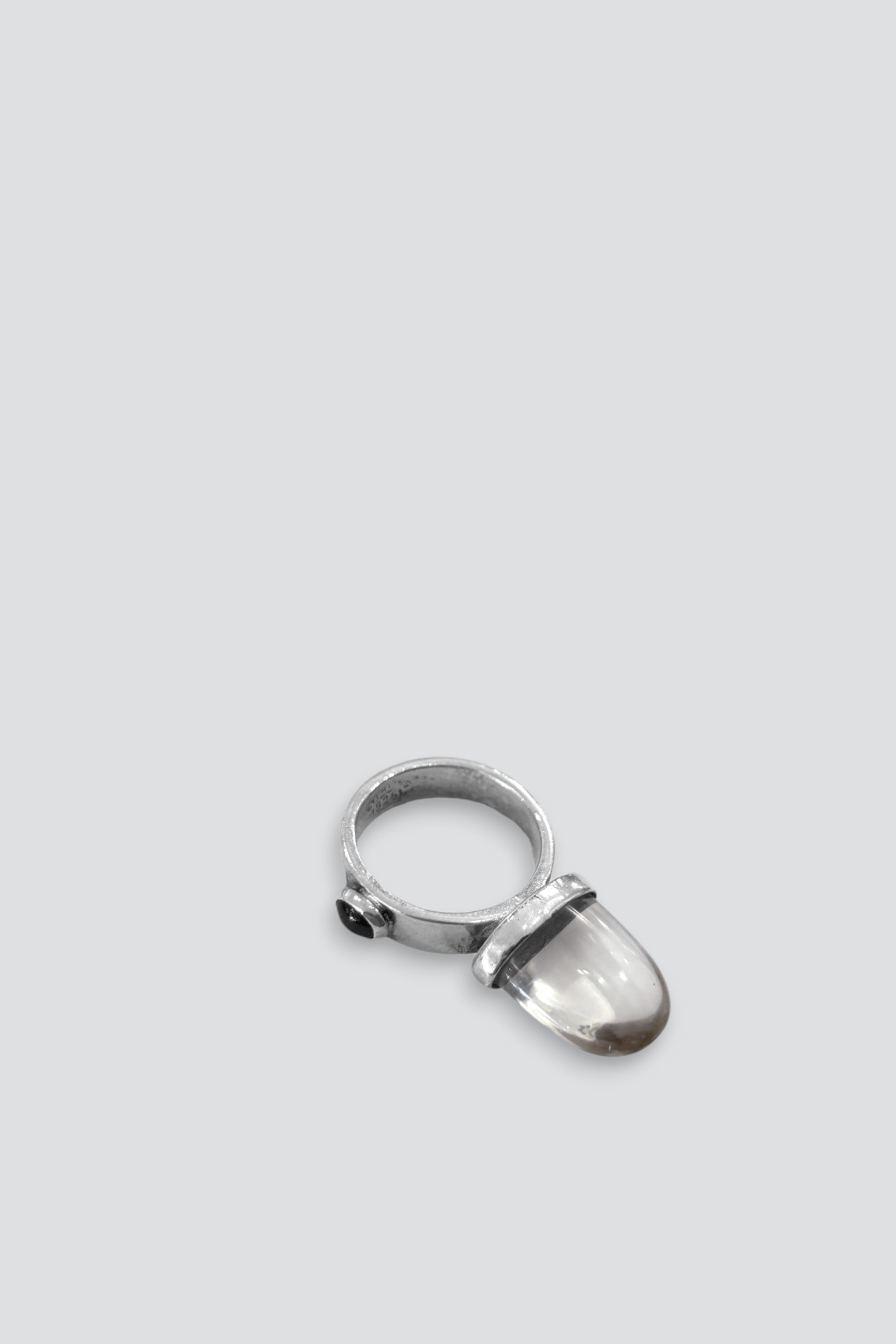 Sterling Silver Quartz Tourmaline Cone Ring