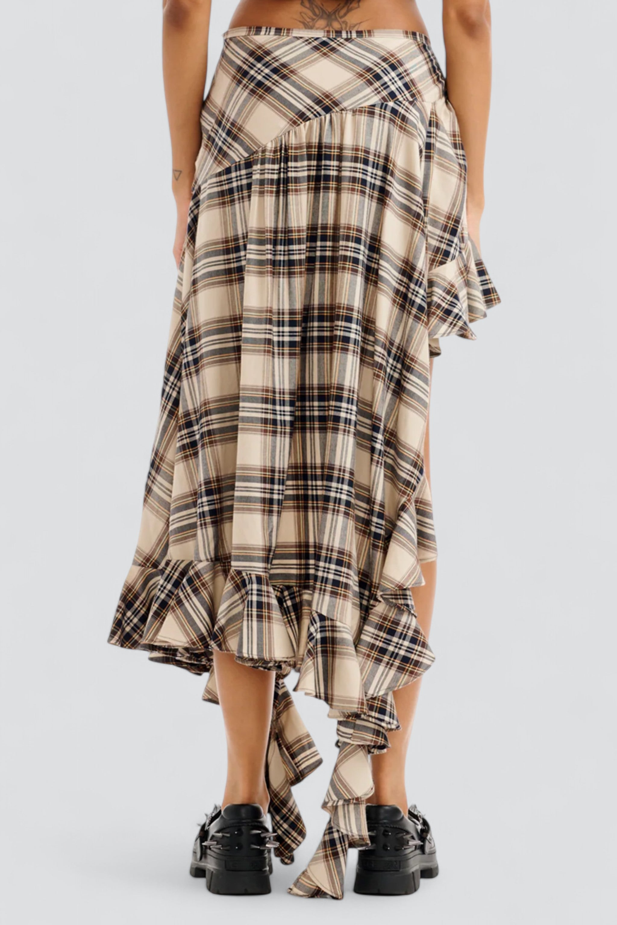 Sand Plaid Cotton Florist Skirt