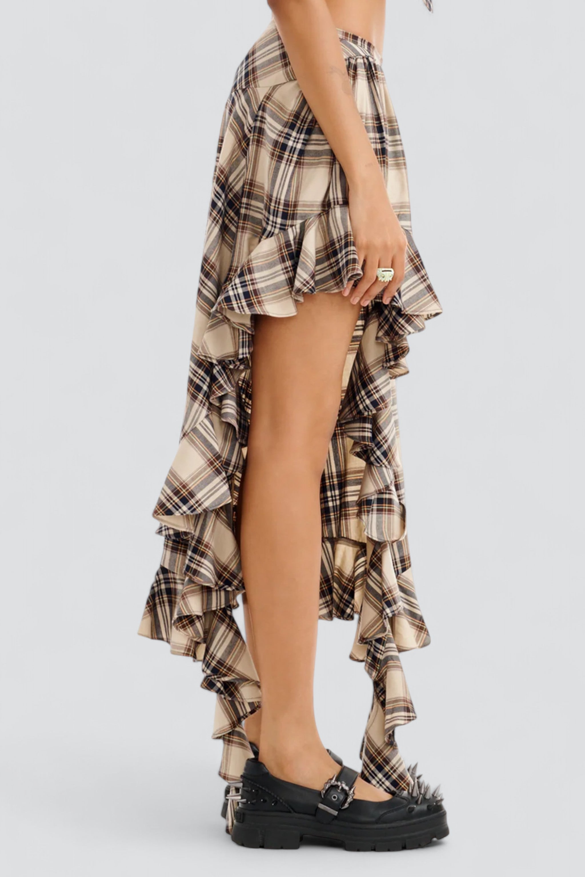 Sand Plaid Cotton Florist Skirt