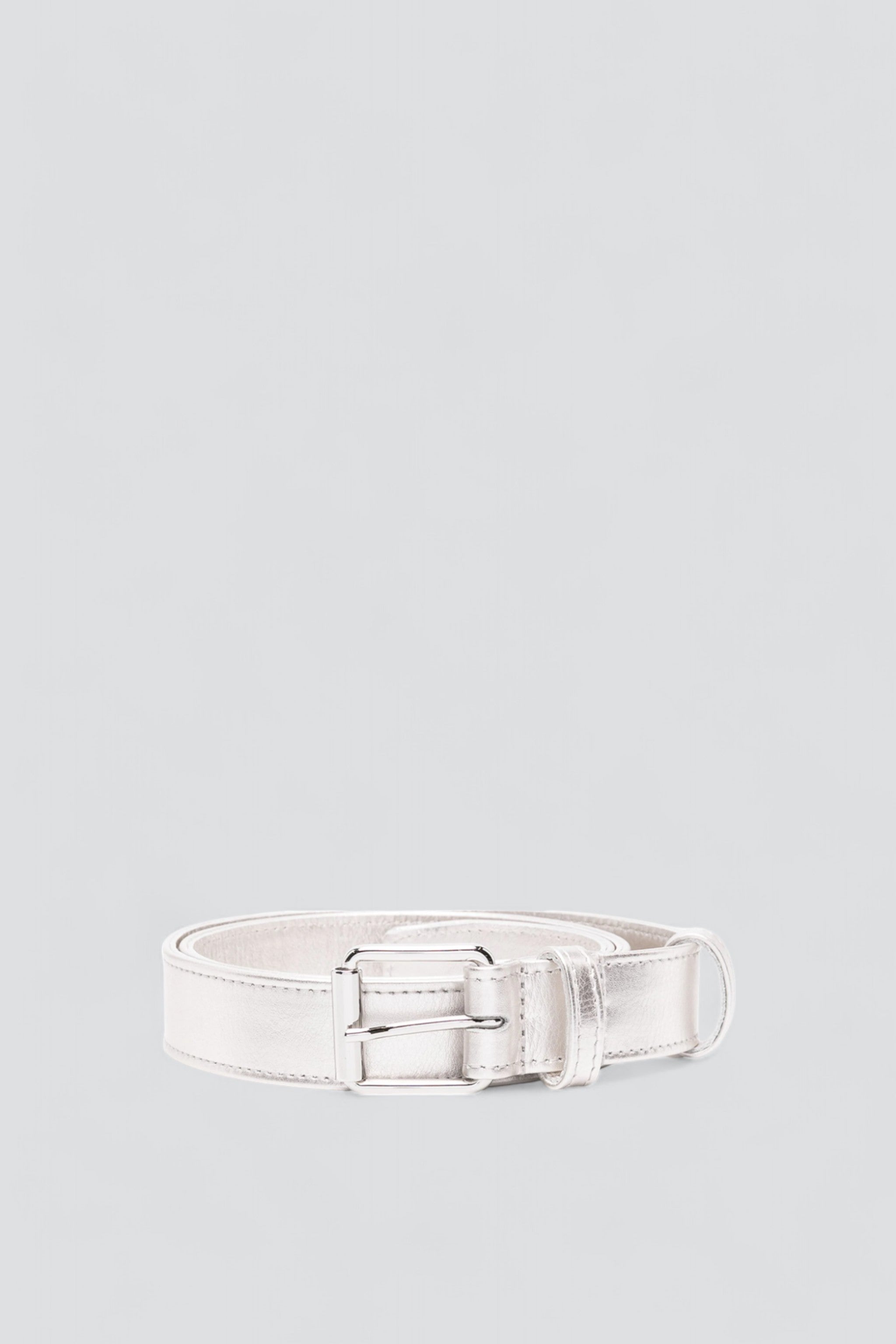 Silver Leather Belt