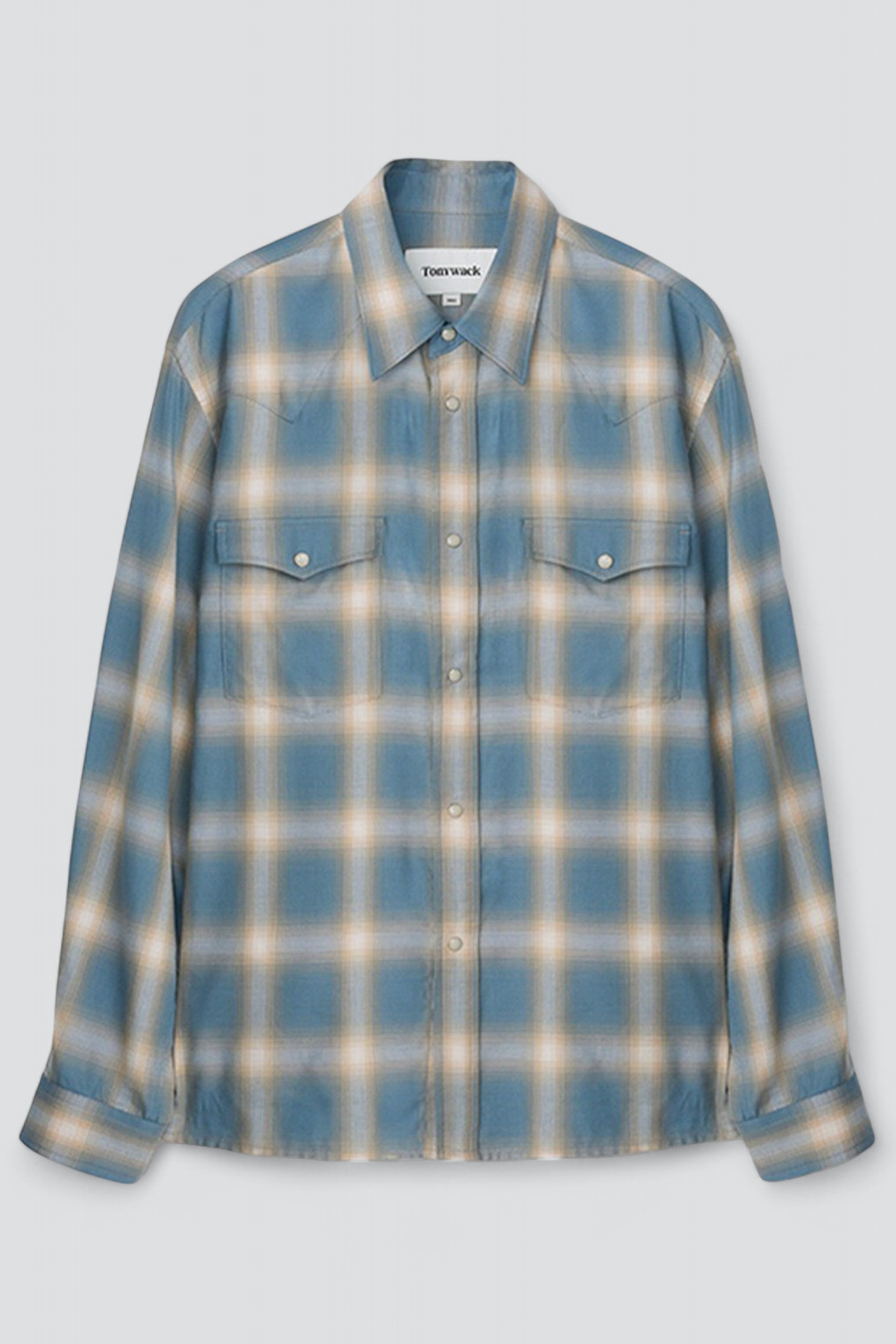 Sky Blue Checked Cotton Modal Western Shirt