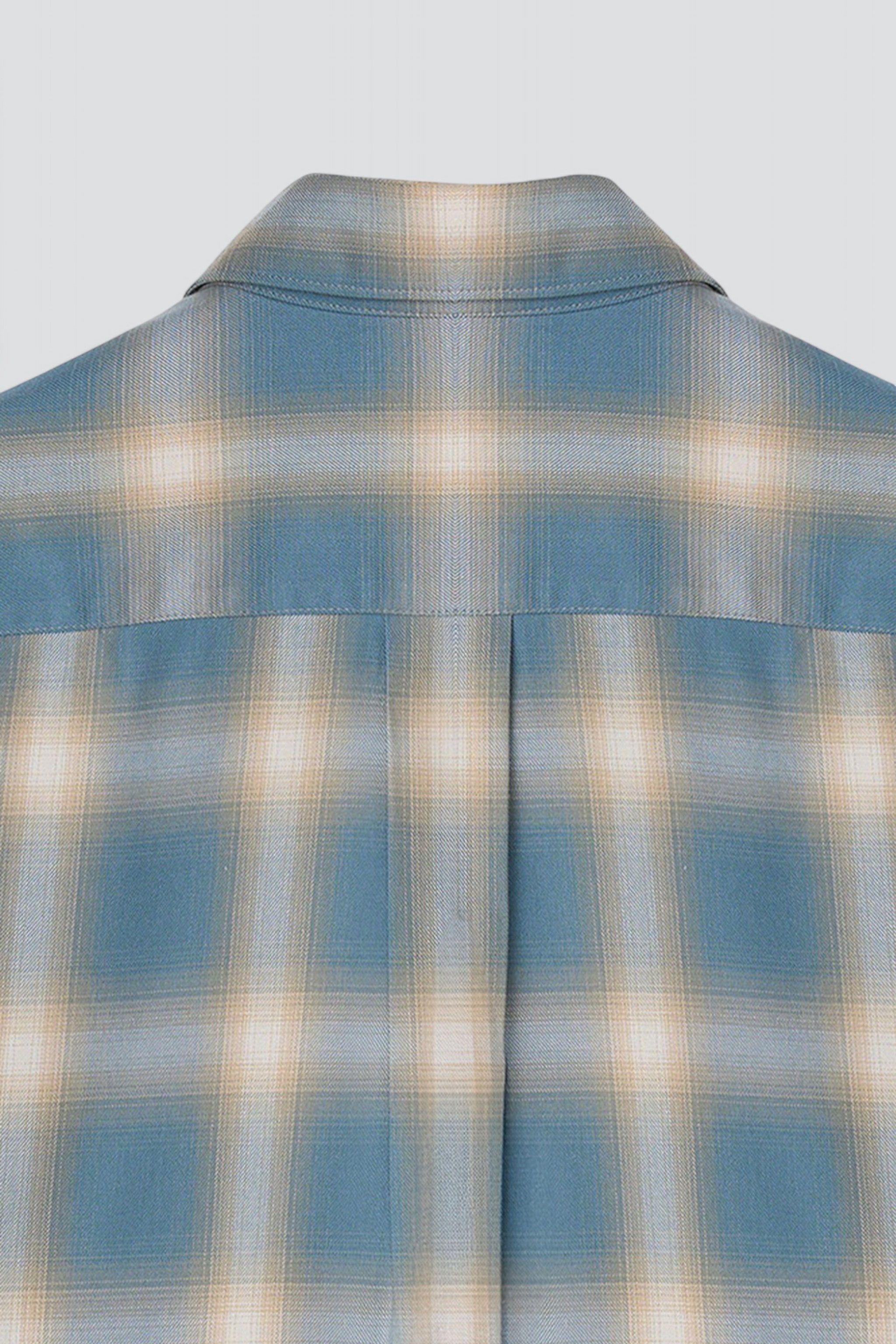 Sky Blue Checked Cotton Modal Western Shirt