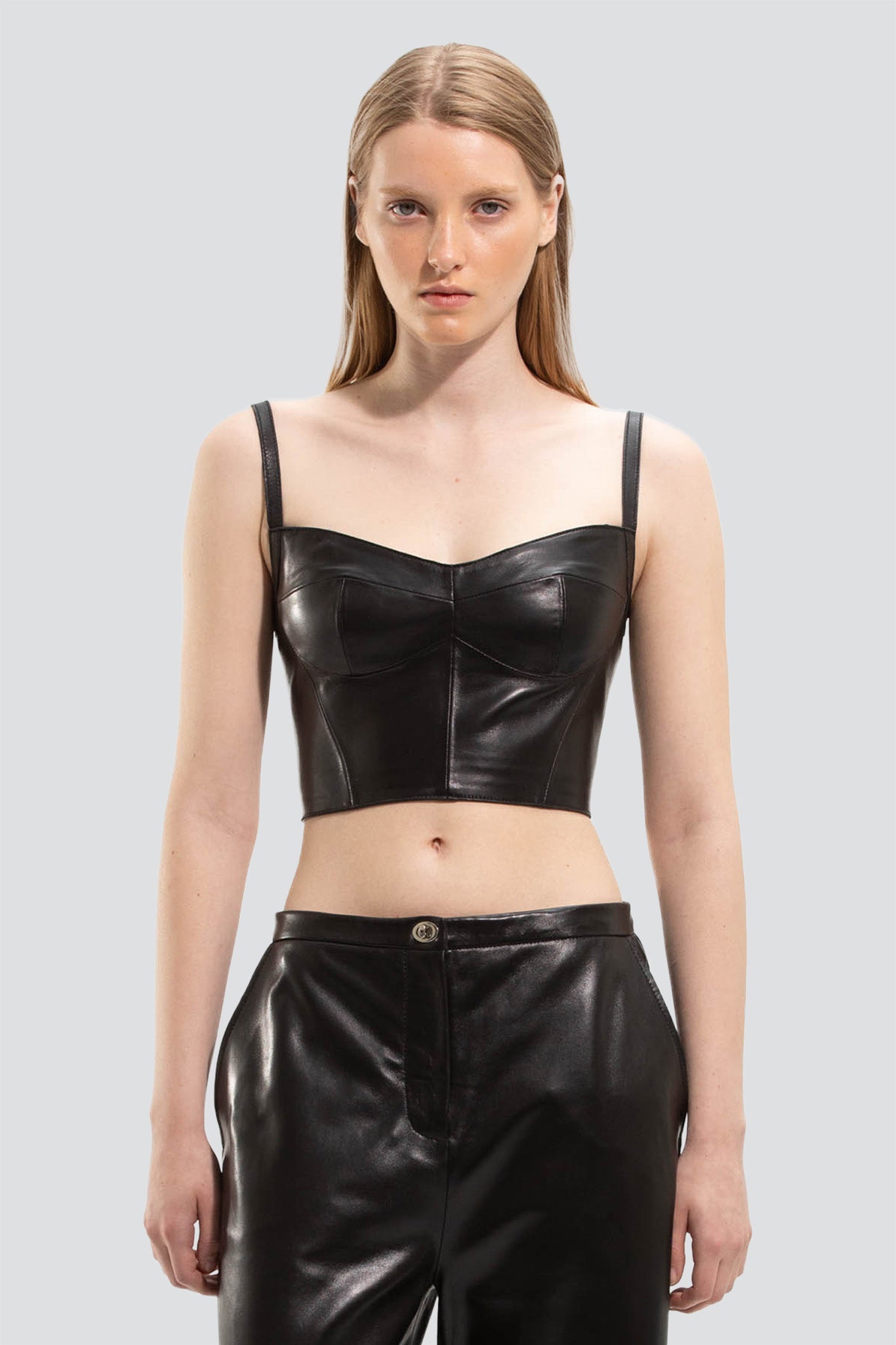 Black Sophie Leather Top