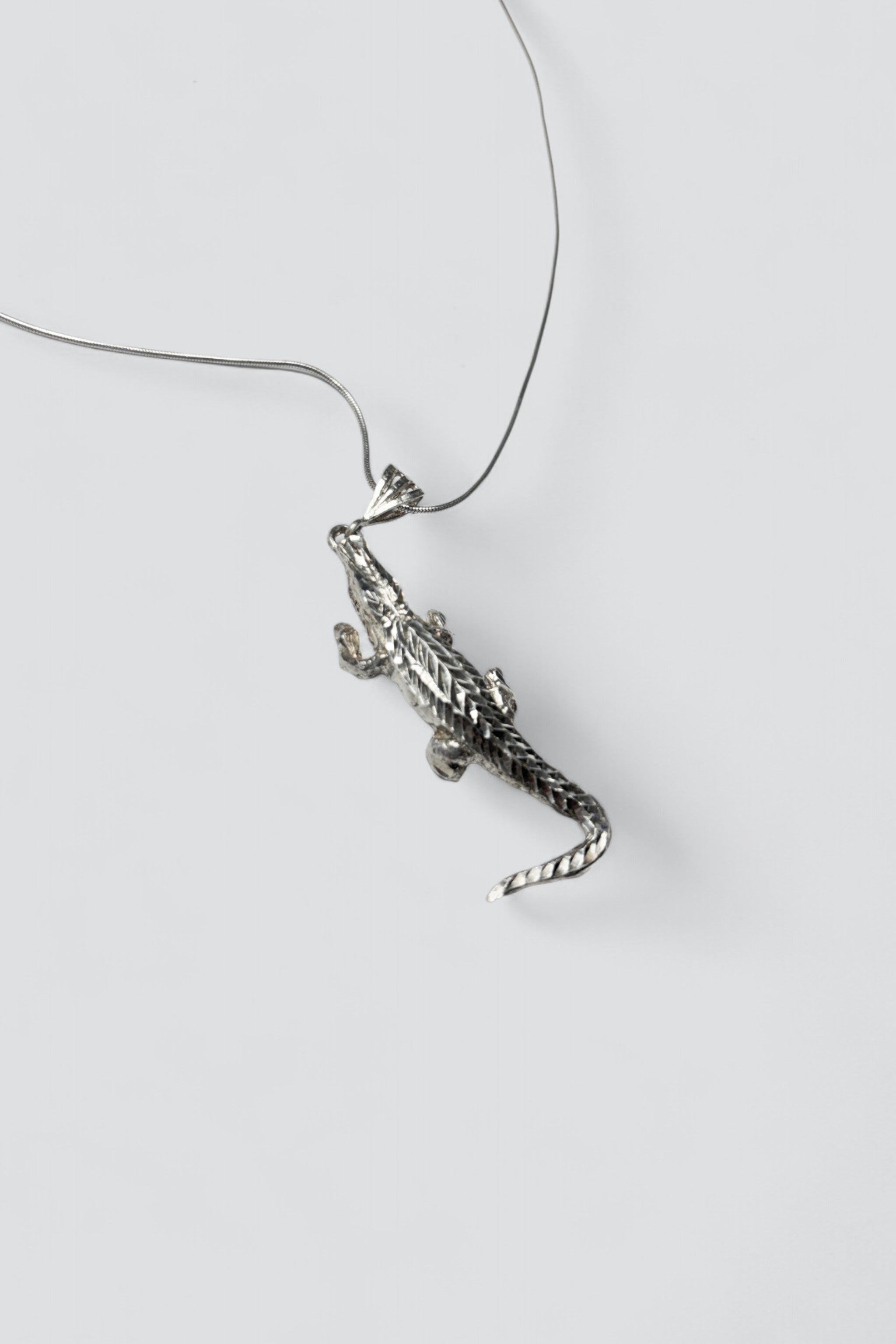 Sterling Silver Alligator Pendant Necklace