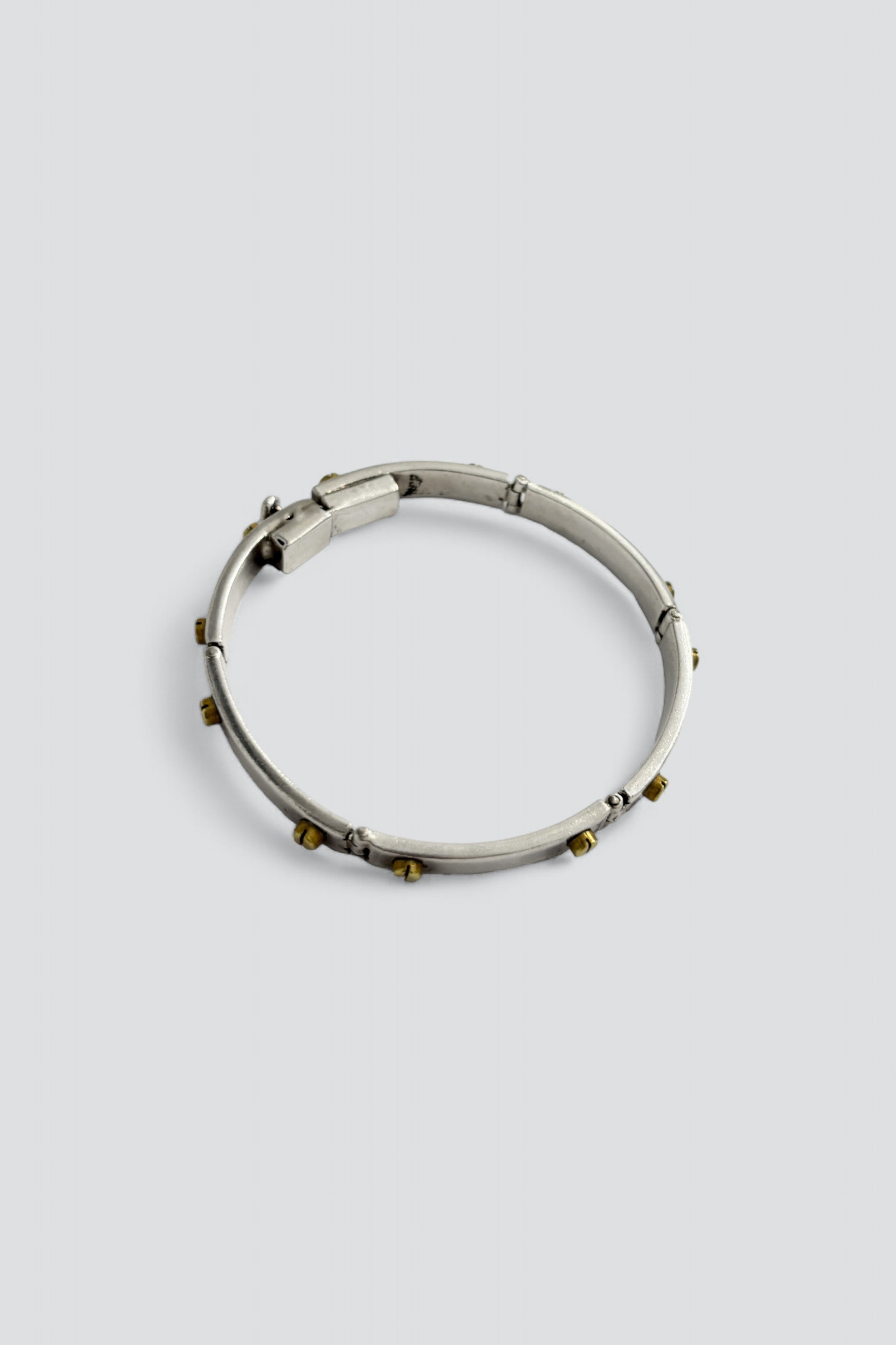 Sterling Silver Brass Bolt Bar Bracelet